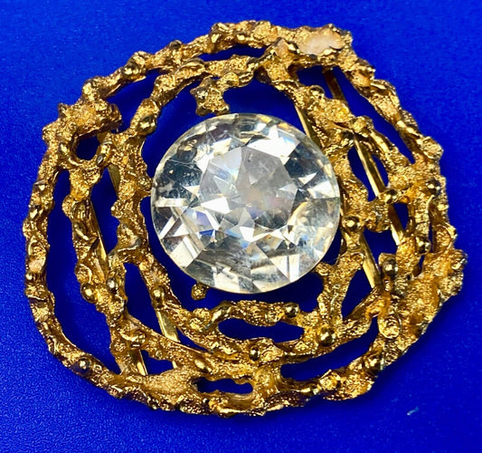 Beautiful retro gold tone see through abstract -Faux stone, belt slide or buckle