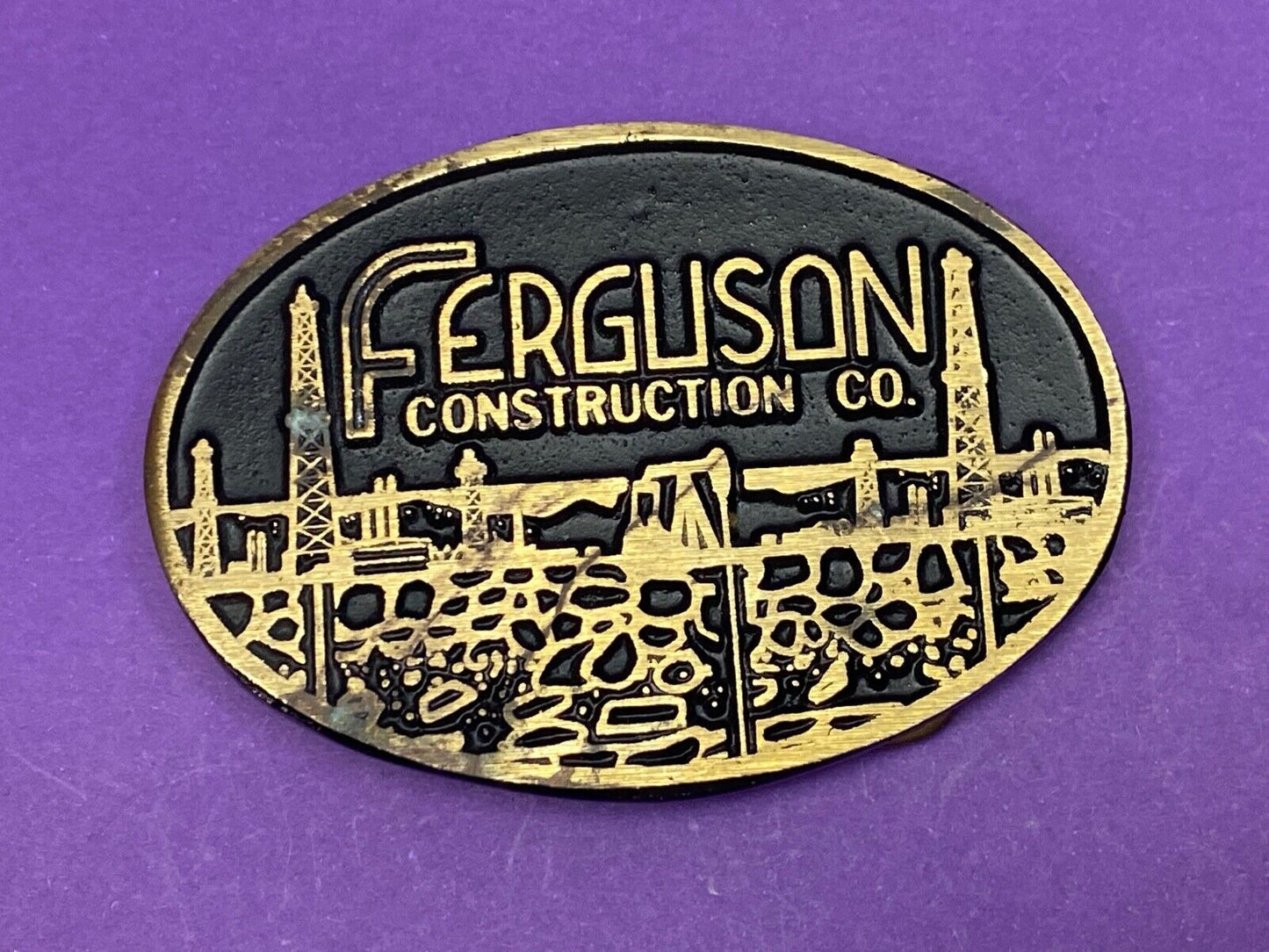 Vintage Ferguson Oil Construction Company Sidney Ohio Dunabuckle Belt Buckle 