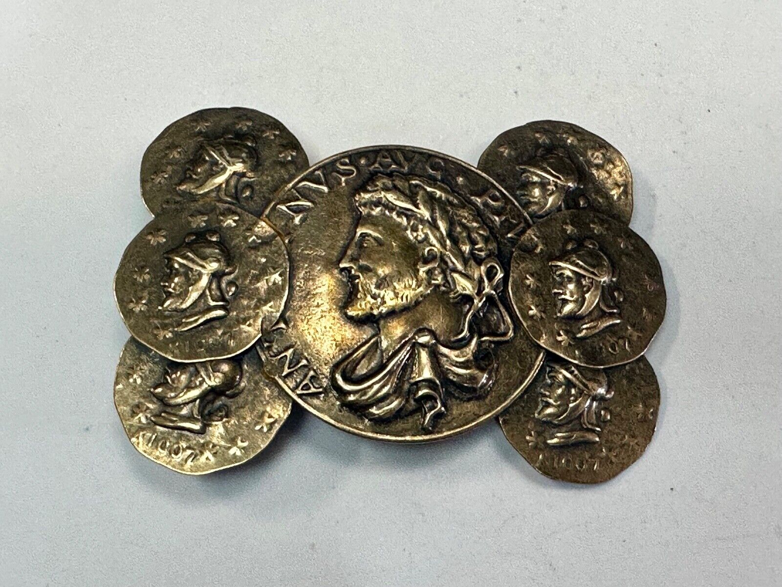 Antoninus Augustus IMP ANTONINVS PIVS AVG world coin cluster cutout belt buckle