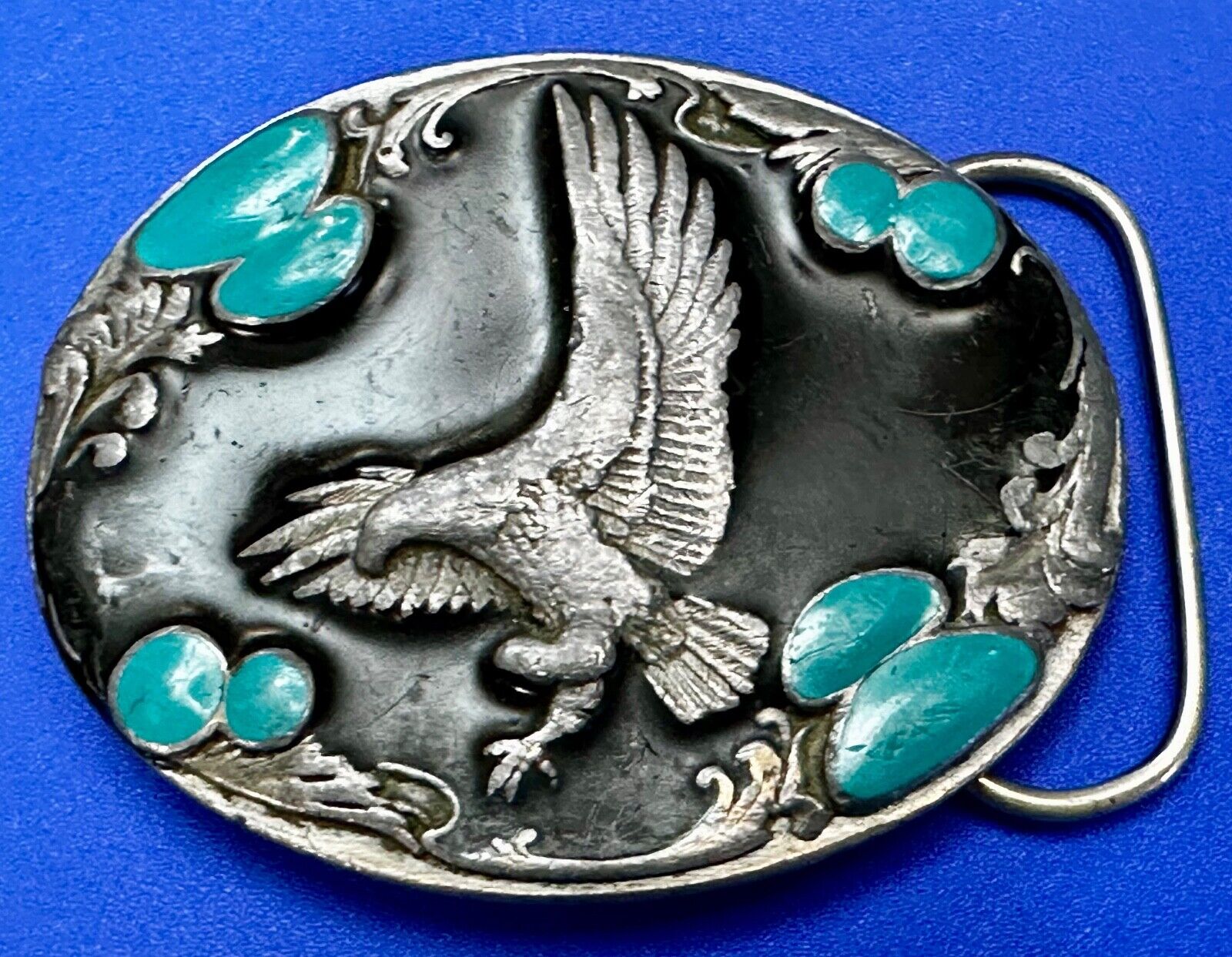 American Eagle Fly High Great Spirit Turquoise Cowboy Belt Buckle Sikiyou H-7