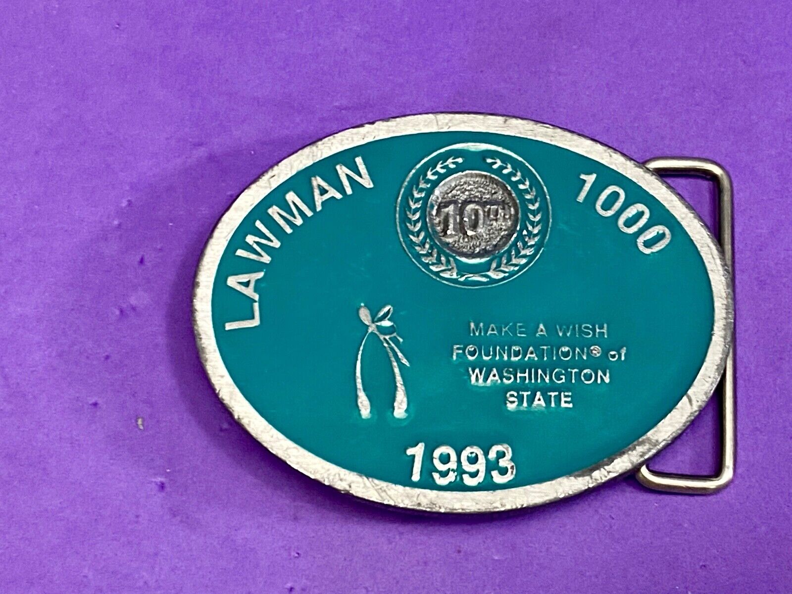 **Make-A-Wish Lawman 1000** Motorcycle Rally Belt Buckle Washington Wa State 