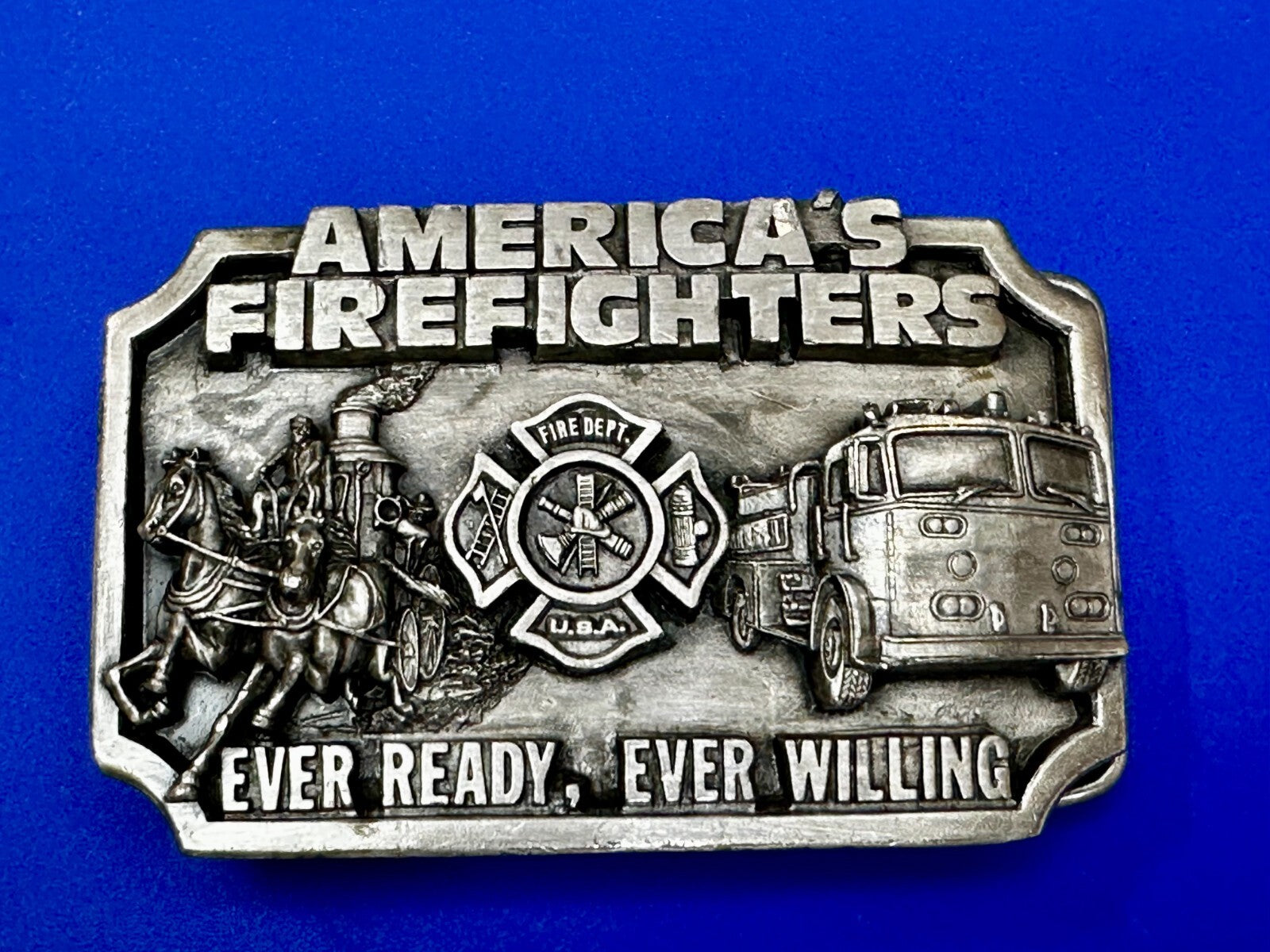 Americas Firefighters Ever Ready Ever Willing Commemorative Siskiyou Belt Buckle