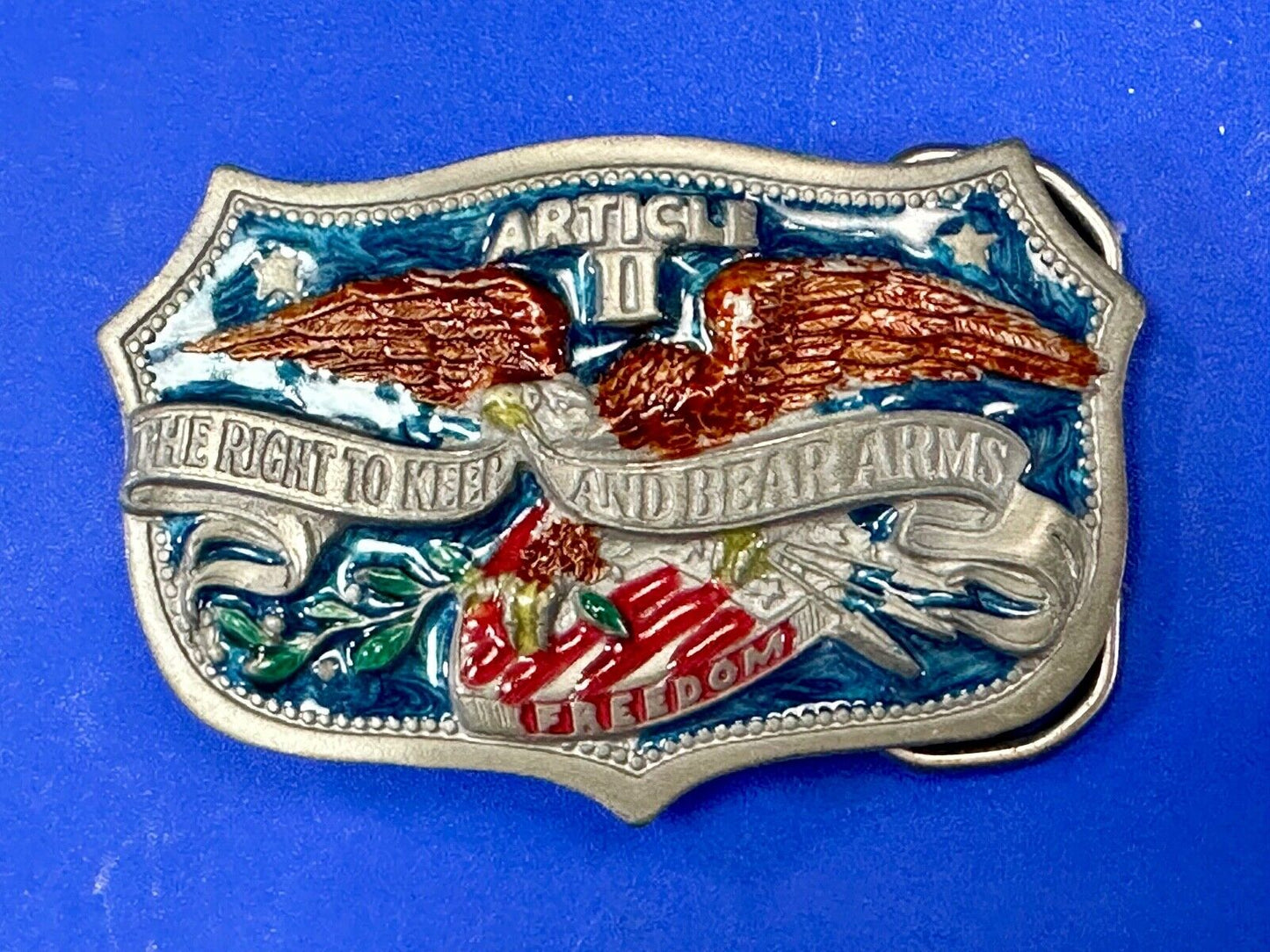 2nd amendment the right to keep and bear arms vintage 1982 belt buckle