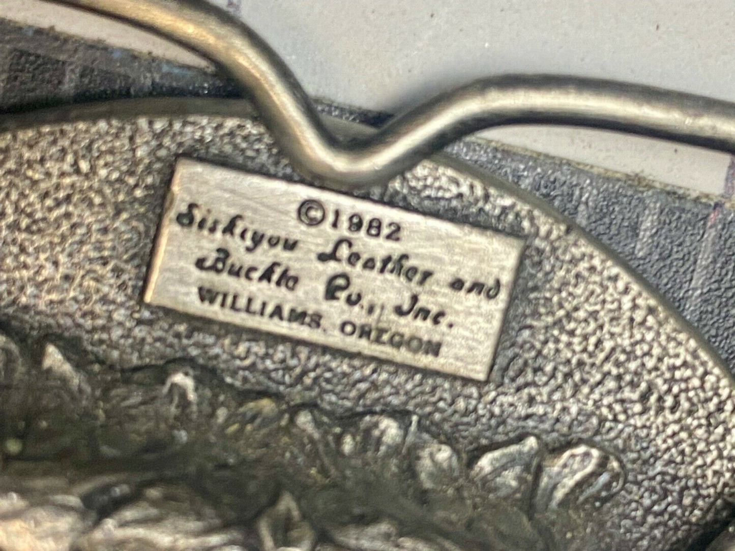 Vintage 1982 Western Cut Smokeless Tobacco Silver Creek Siskiyou Belt Buckle