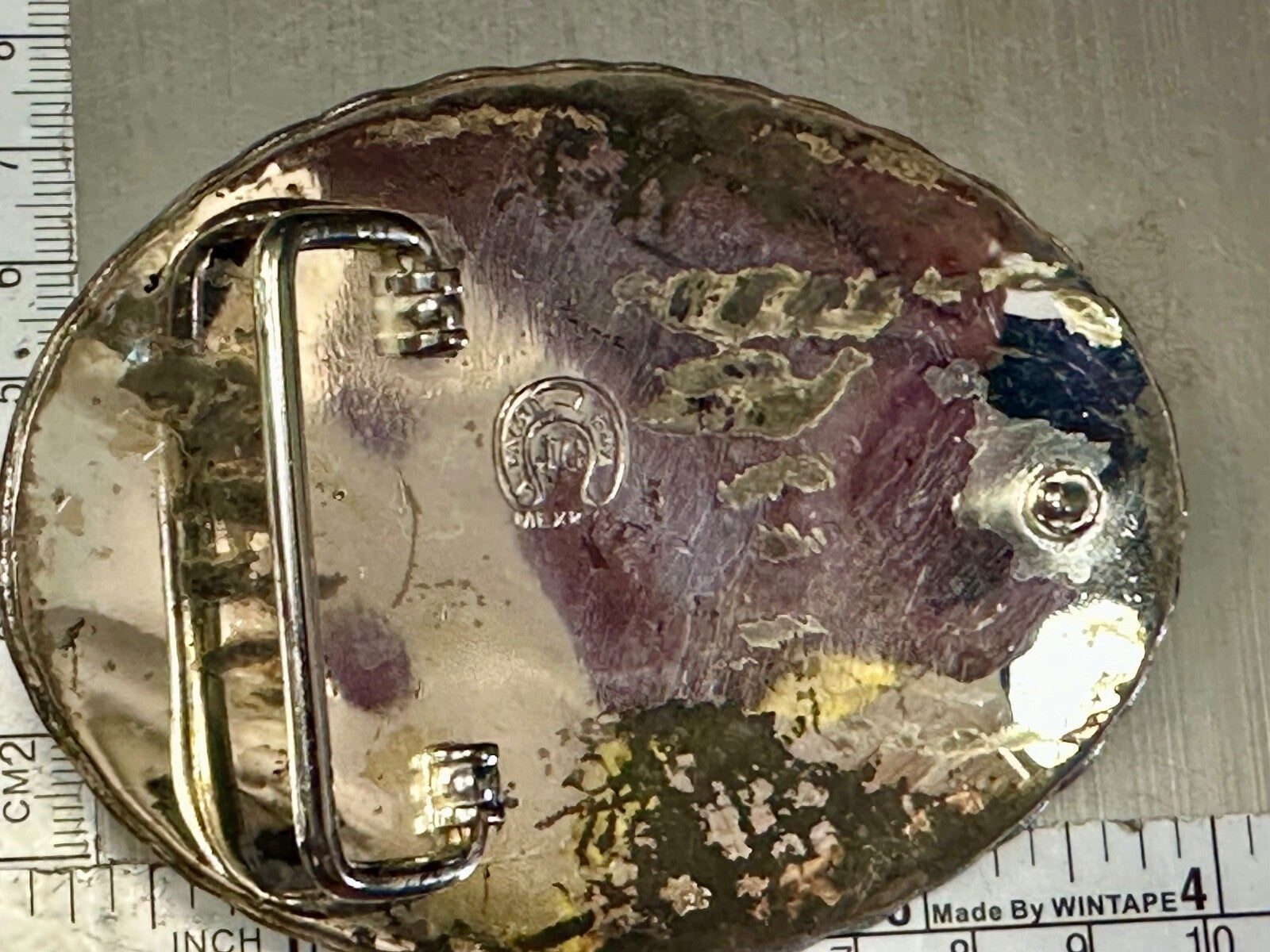 American Patriot Eagle - Majestic Vintage Alpaca Fina JG Mexico Belt Buckle 