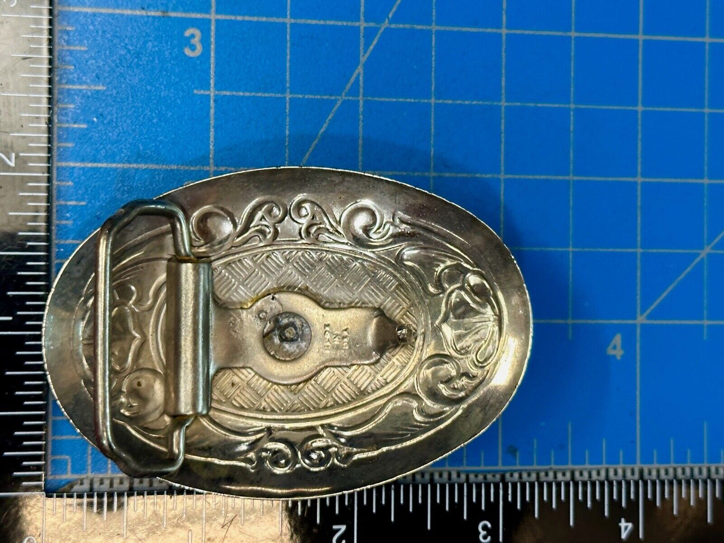 Vintage horse head two tone oval USA made belt buckle