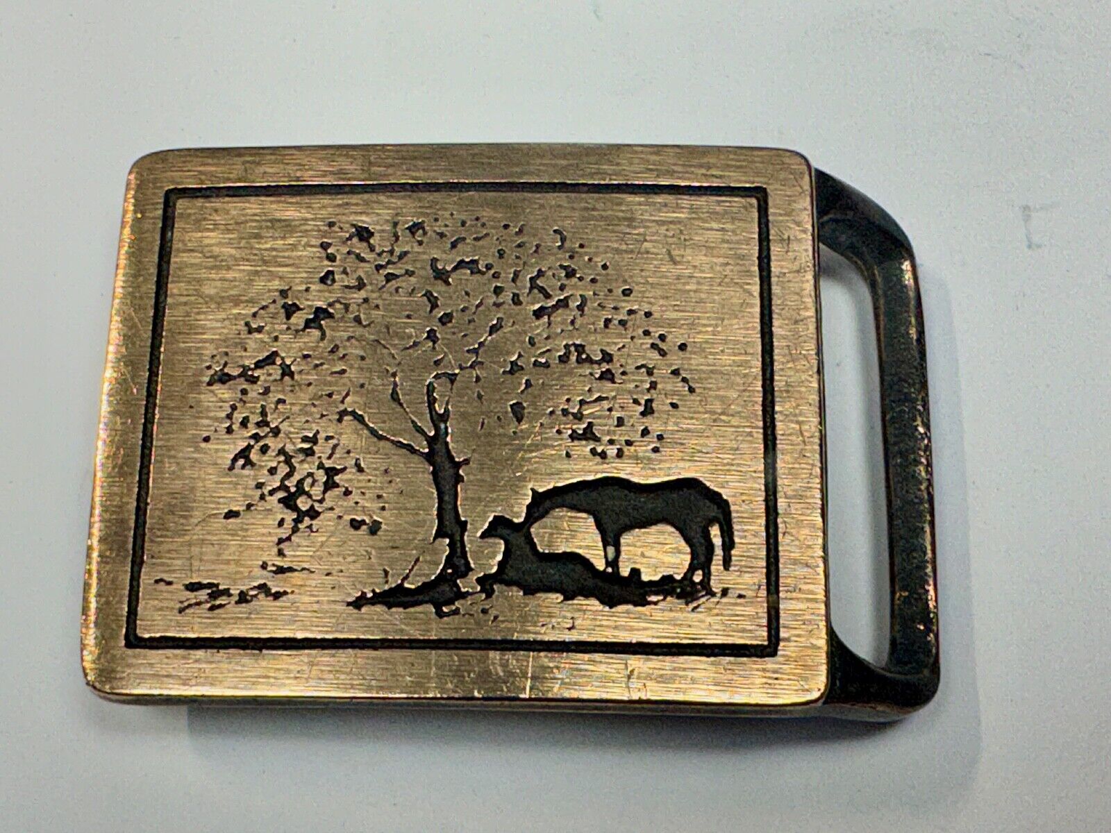 Two Horses - Vintage Tech Ether Guild ART belt buckle