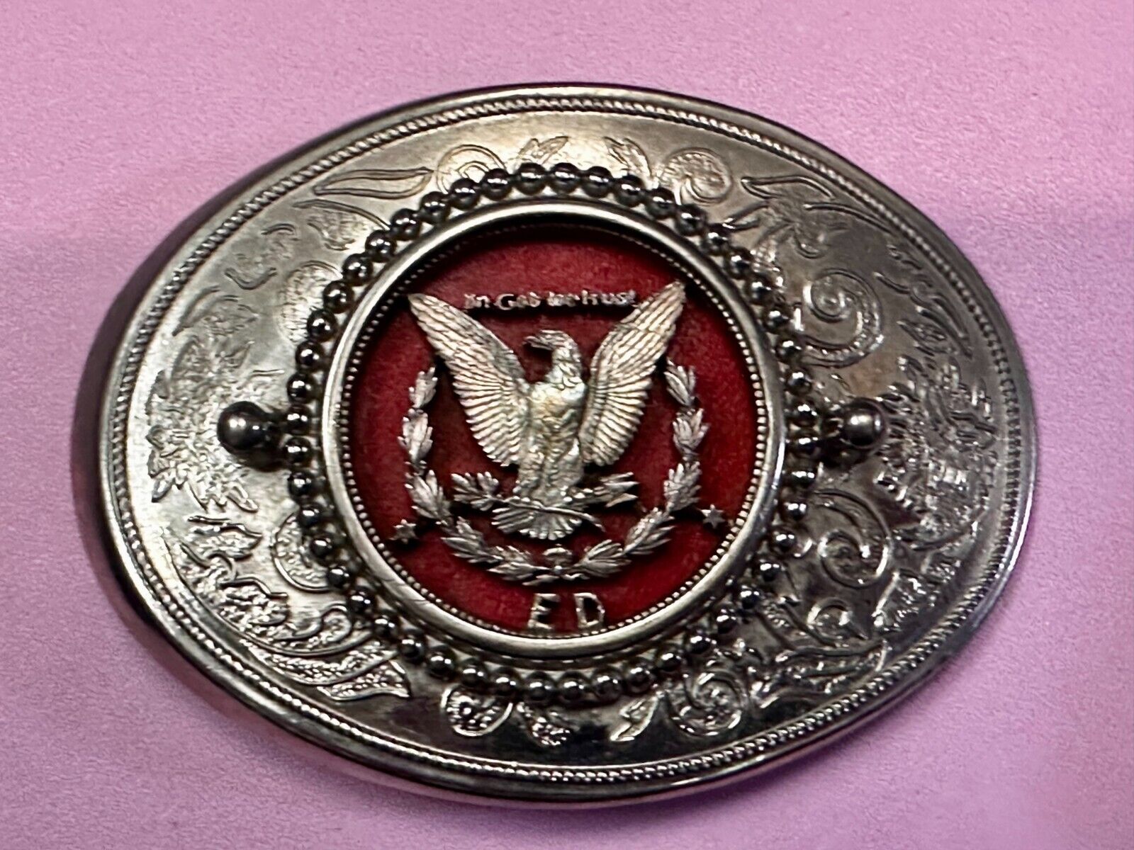 United States of America Flying Eagle Belt Buckle - Use For Silver Dollar Coin