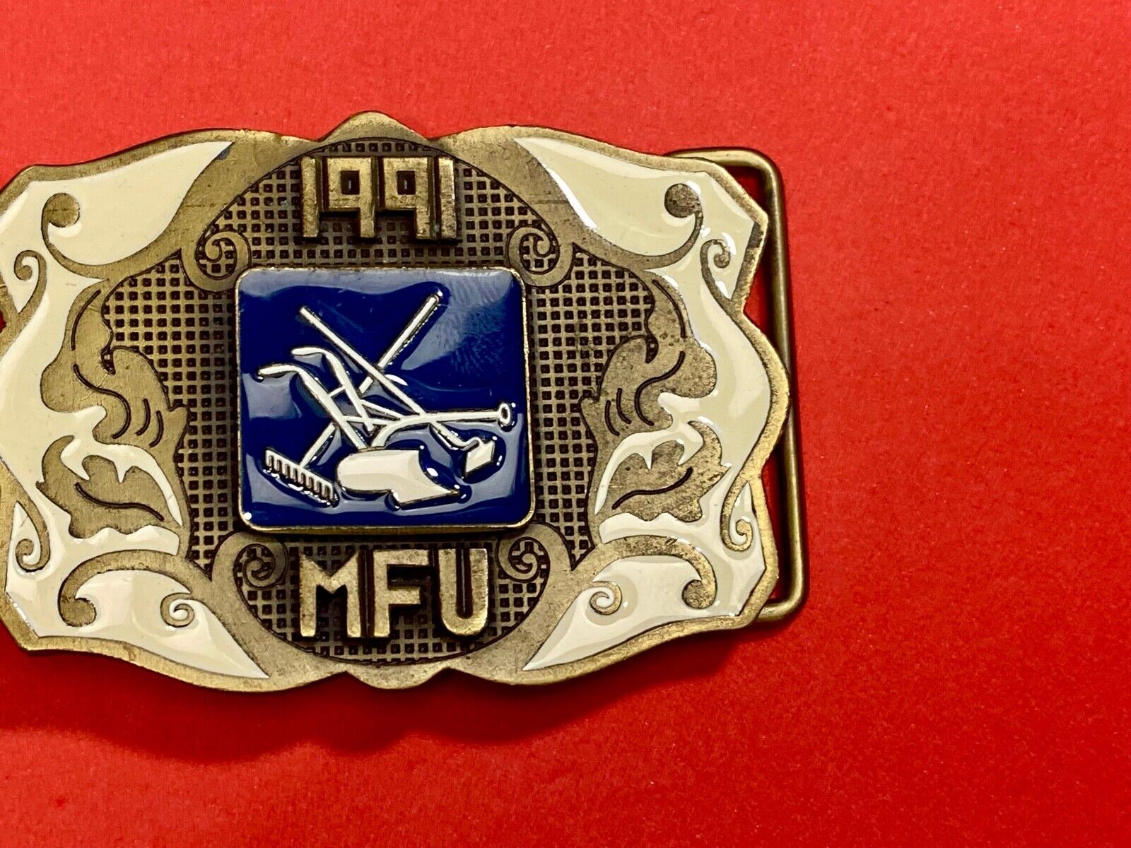 1991 Mfu Landscaping Service Company Promotional Western Framed Belt Buckle 