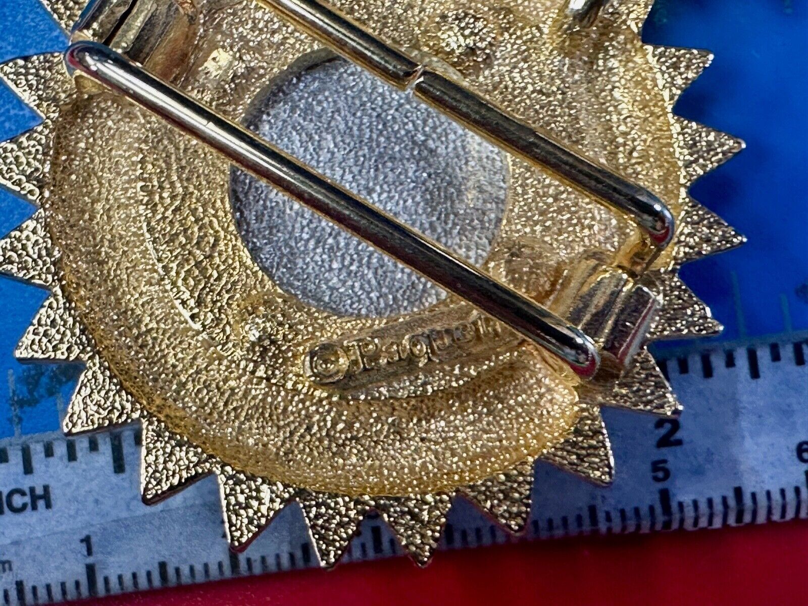 Two piece interconnecting vintage two tone belt buckle By Paquette