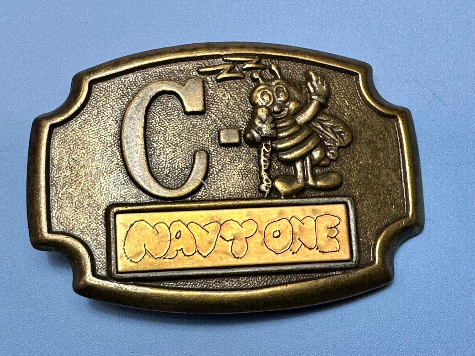 U.S. NAVY SEABEE Letter and Animal - COMBAT WARFARE HERO BELT BUCKLE