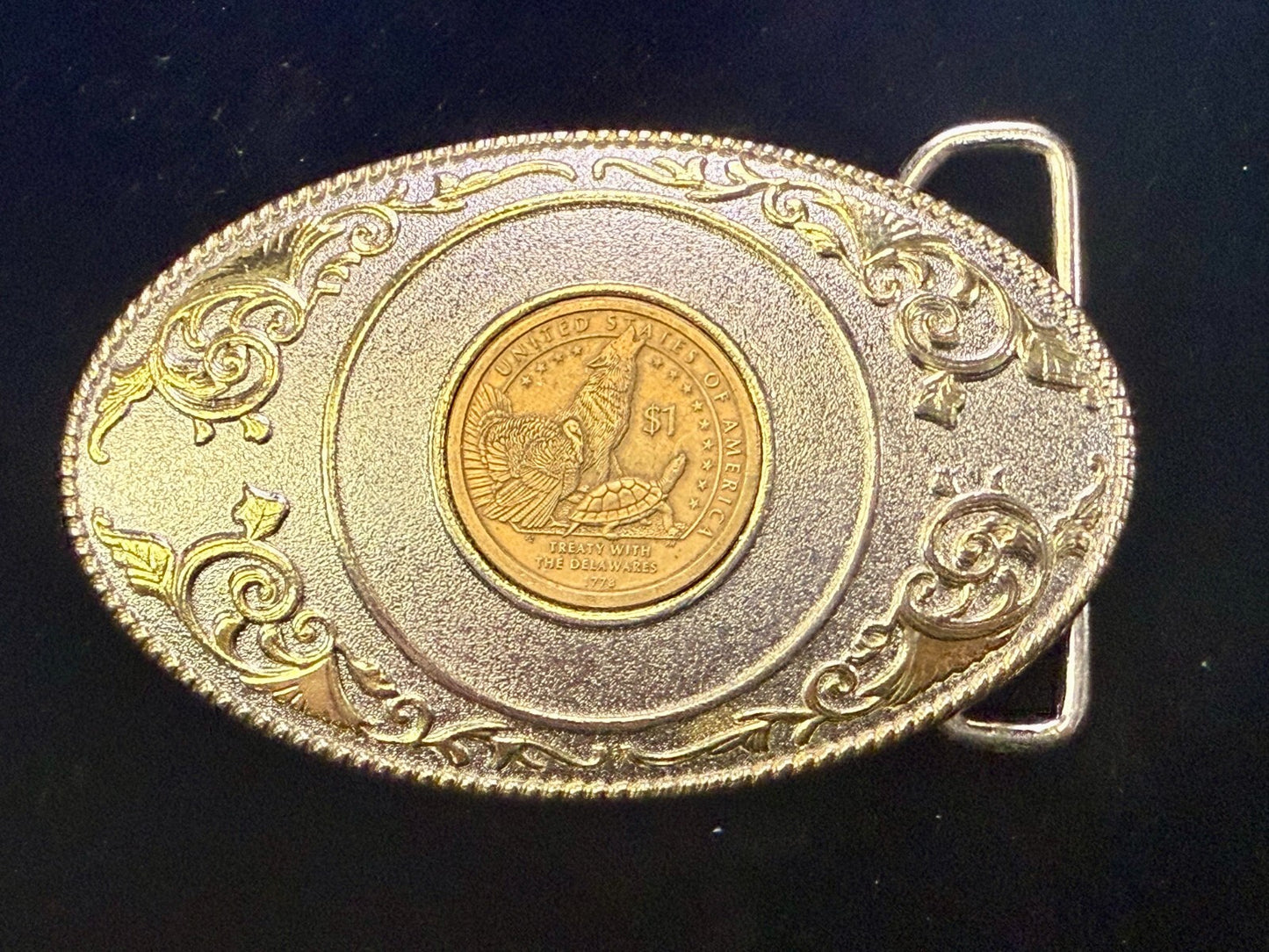 United States of America Treaty Delaware Dollar Coin Collectors FCM Belt Buckle