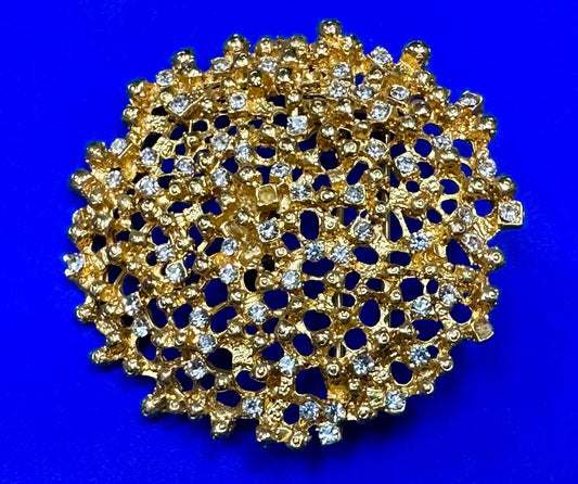Vintage Gold color rhinestone accented ball burst cluster type belt buckle