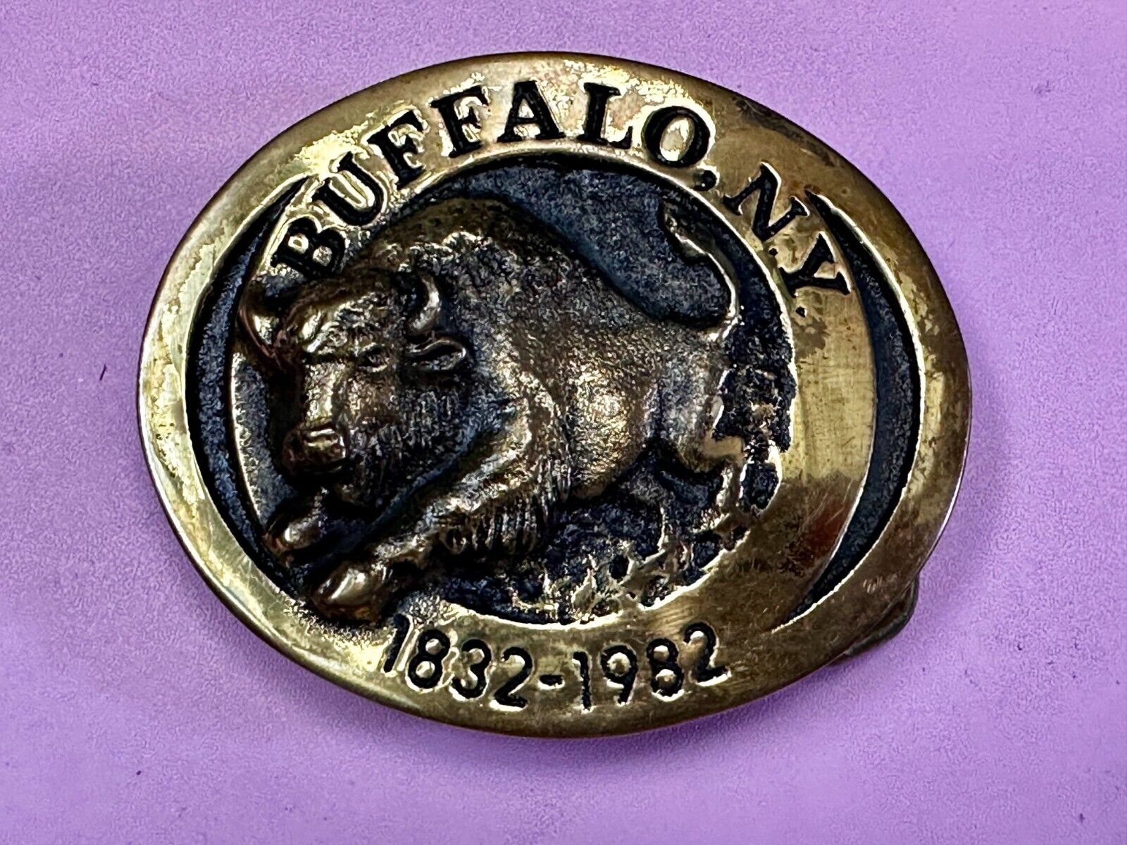 The Charging Buffalo NY State Solid Brass Belt Buckle by Heritage Mint