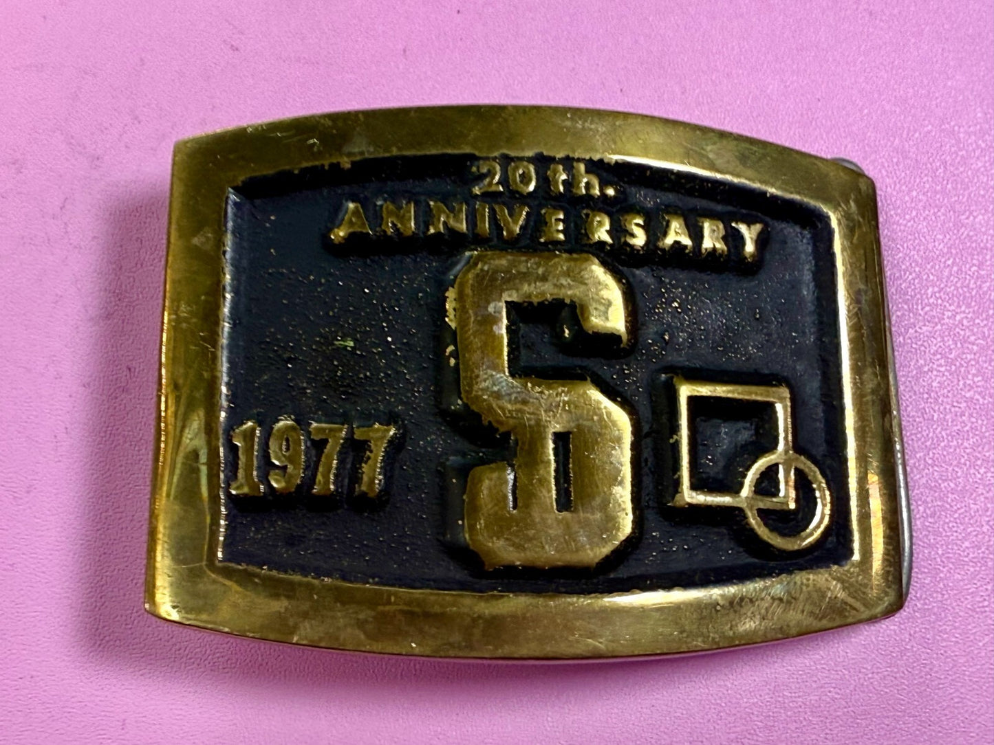 20th Anniversary S Company Logo Vintage 1977 Belt Buckle