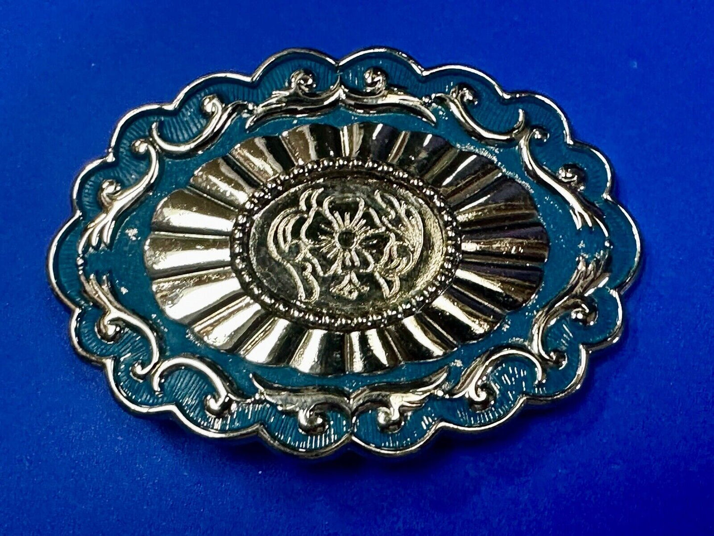 22 x 30 mm Silver & Blue Blank Belt Buckle TO GLUE Your Cabochon Gem Stone