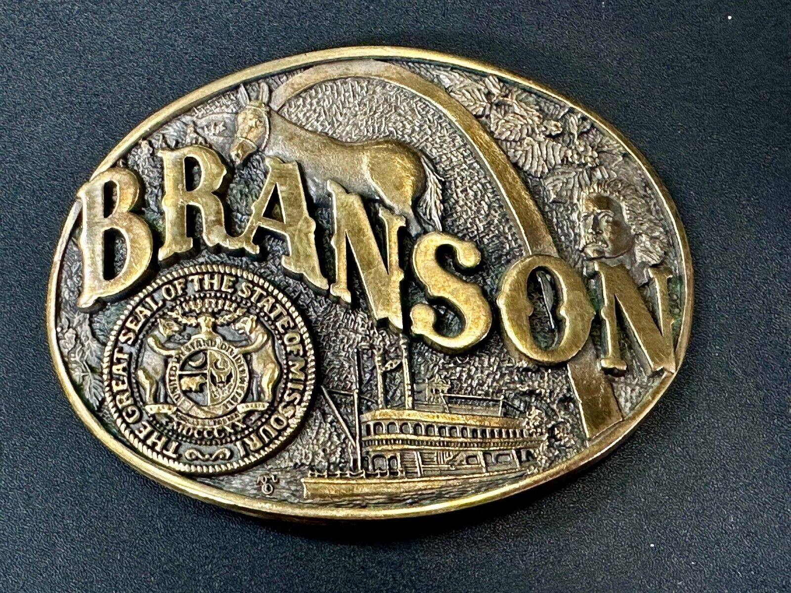 The Great Seal of the State of Missouri Branson Brass Commemorative Belt Buckle