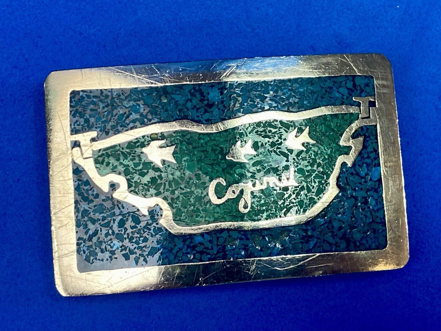 Unknown To Me!   Inlaid Quality Belt Buckle - Made In Mexico 