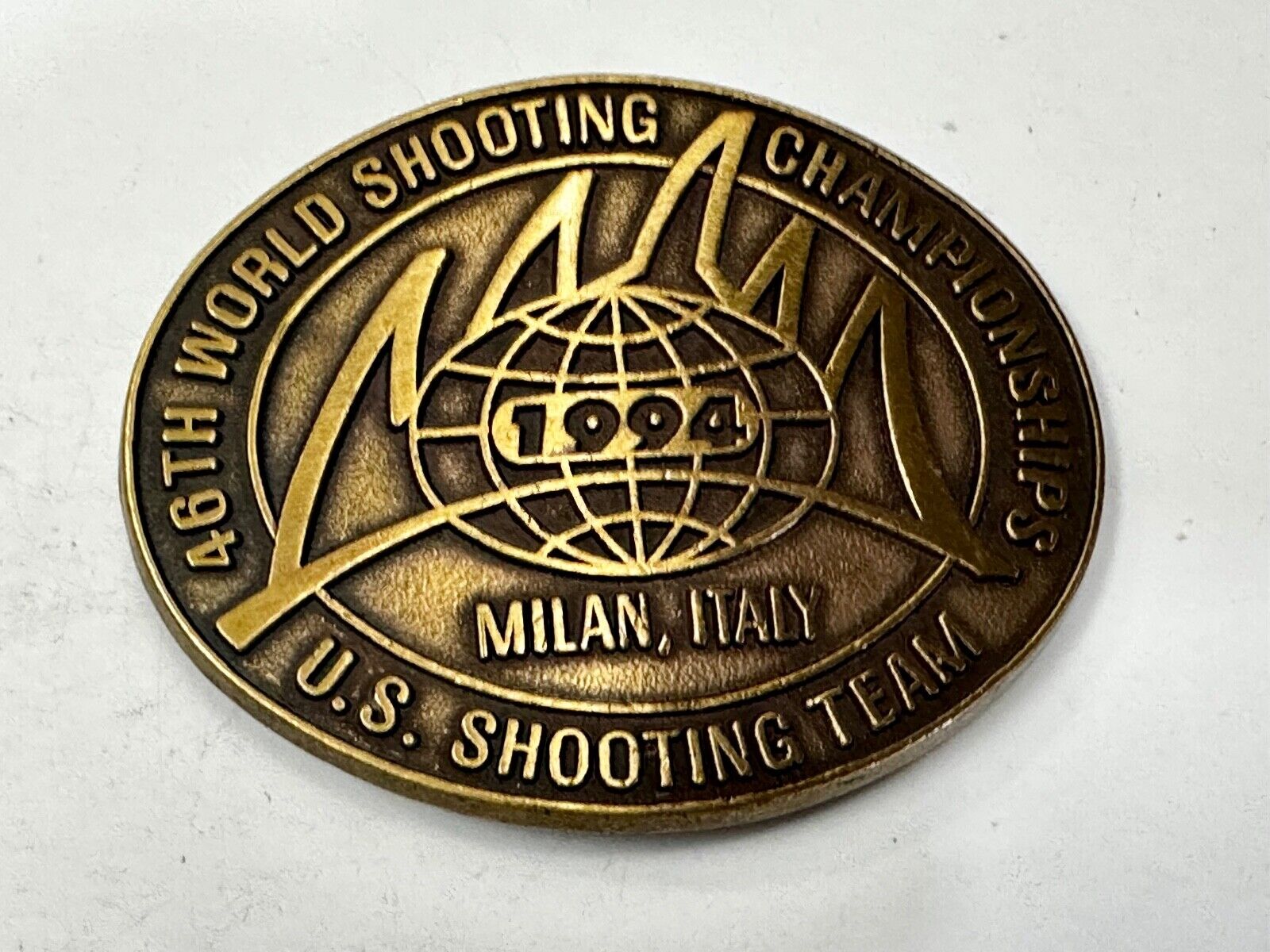 46TH World US Shooting Championship 1994 Milan Italy Commemorative Belt Buckle