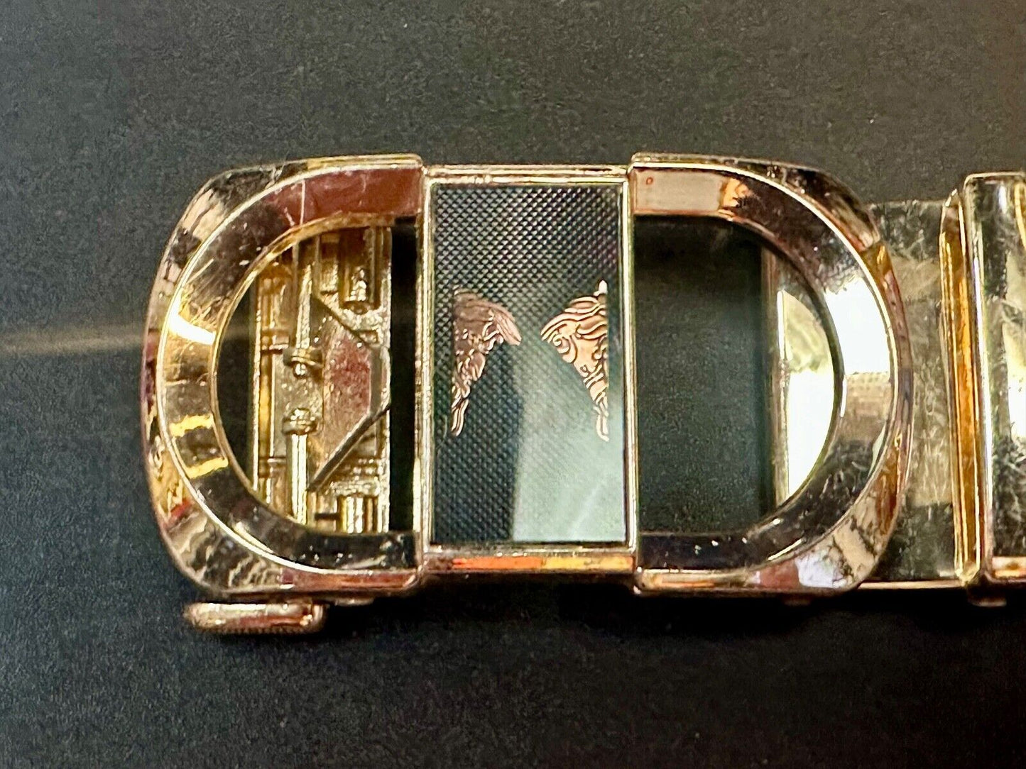 Black and Gold Tone Replacement Formal Dress Style Belt Buckle
