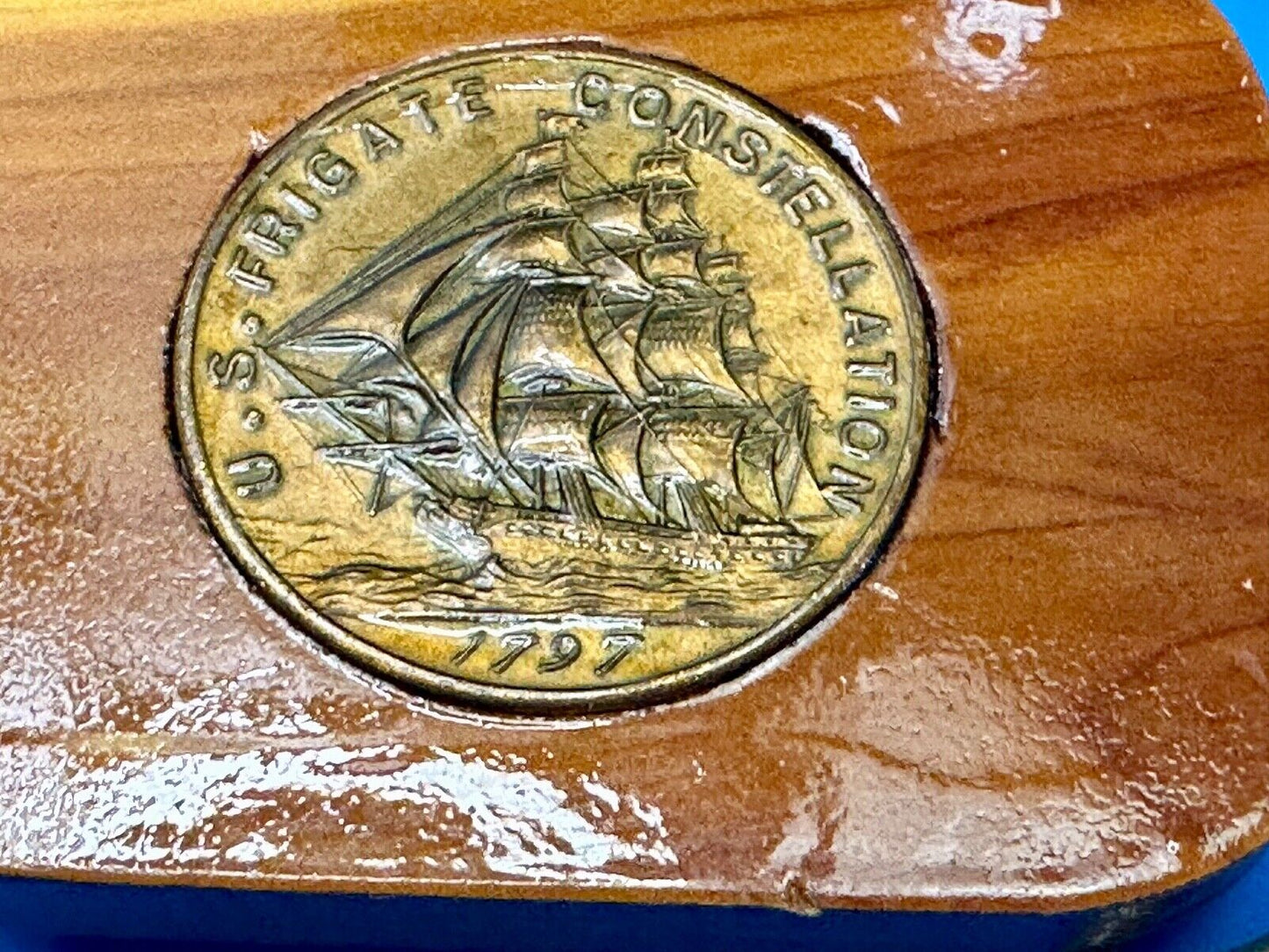 1797 USS Frigate Constellation Medal custom artisan inland to wood Belt Buckle