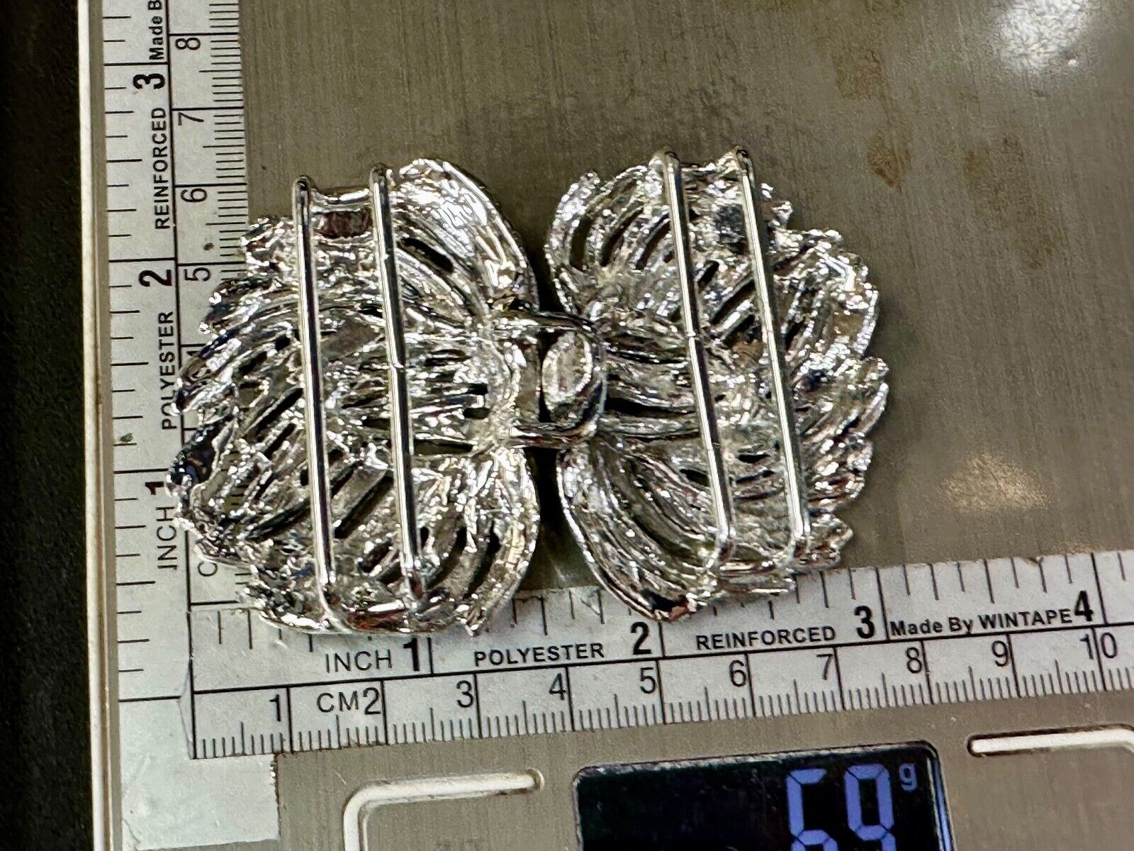 Two piece interlocking sea leaf brushed pattern see through pattern belt buckle
