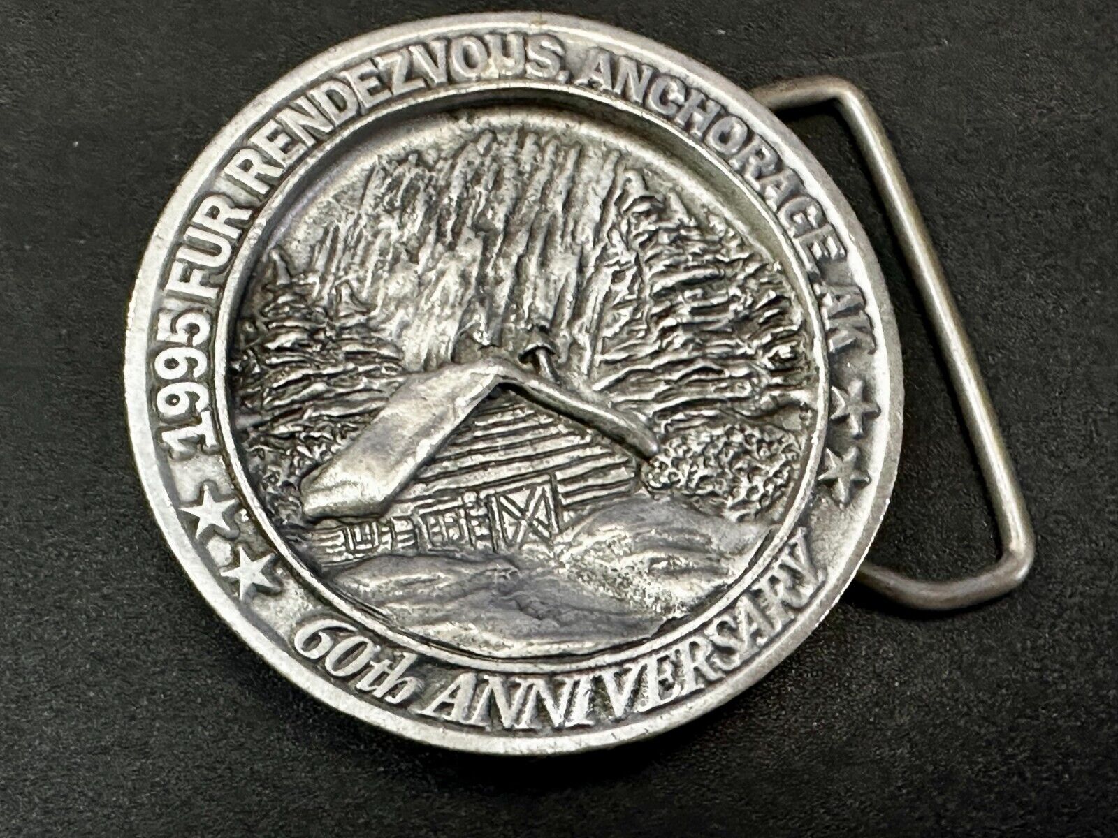 1995 FUR Rendezvous Anchorage Alaska Festival 60Th Anniversary Belt Buckle