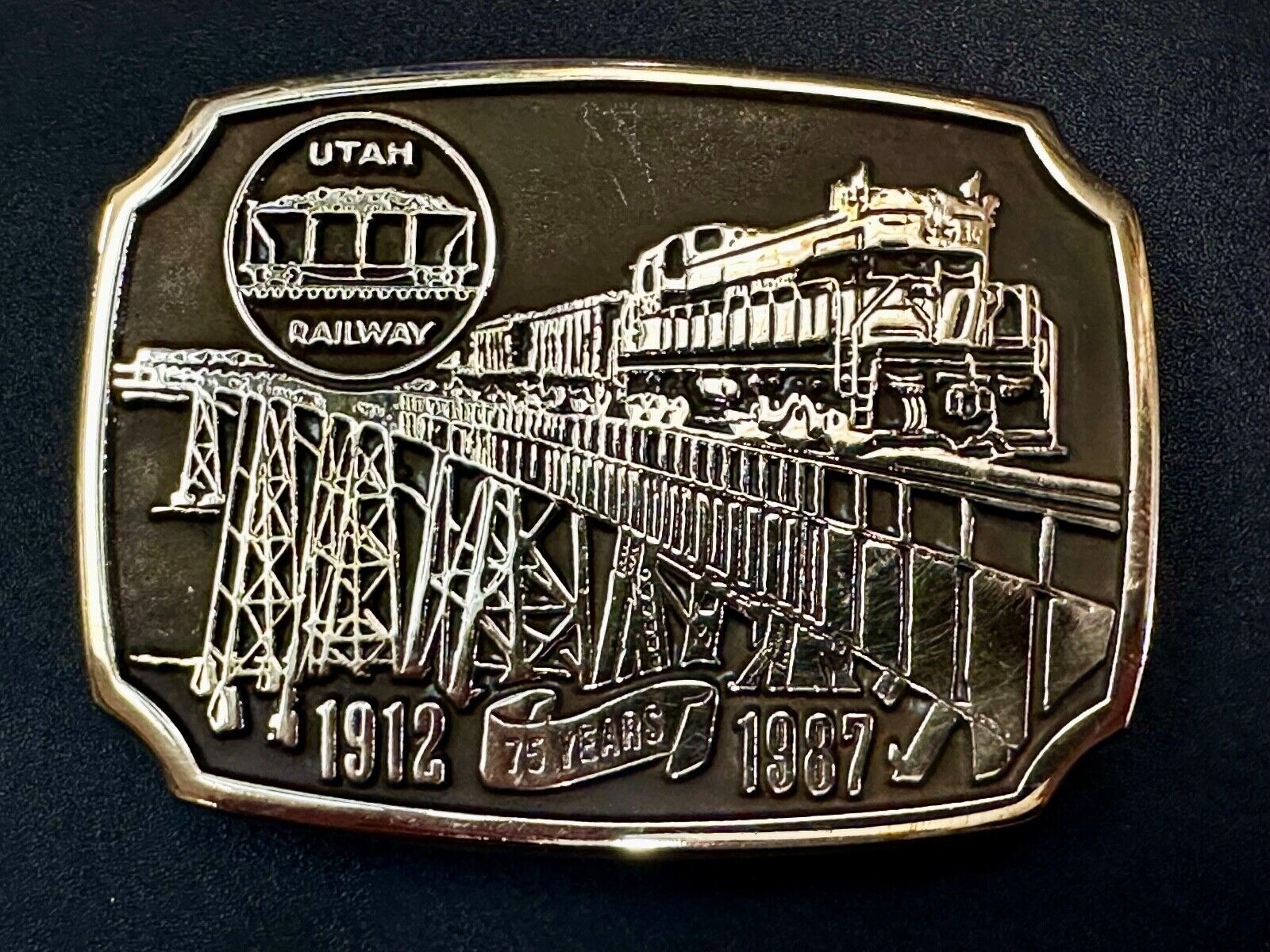 Utah Railway Train Rail Road 75 year Celebration 1897 Anacortes Belt Buckle