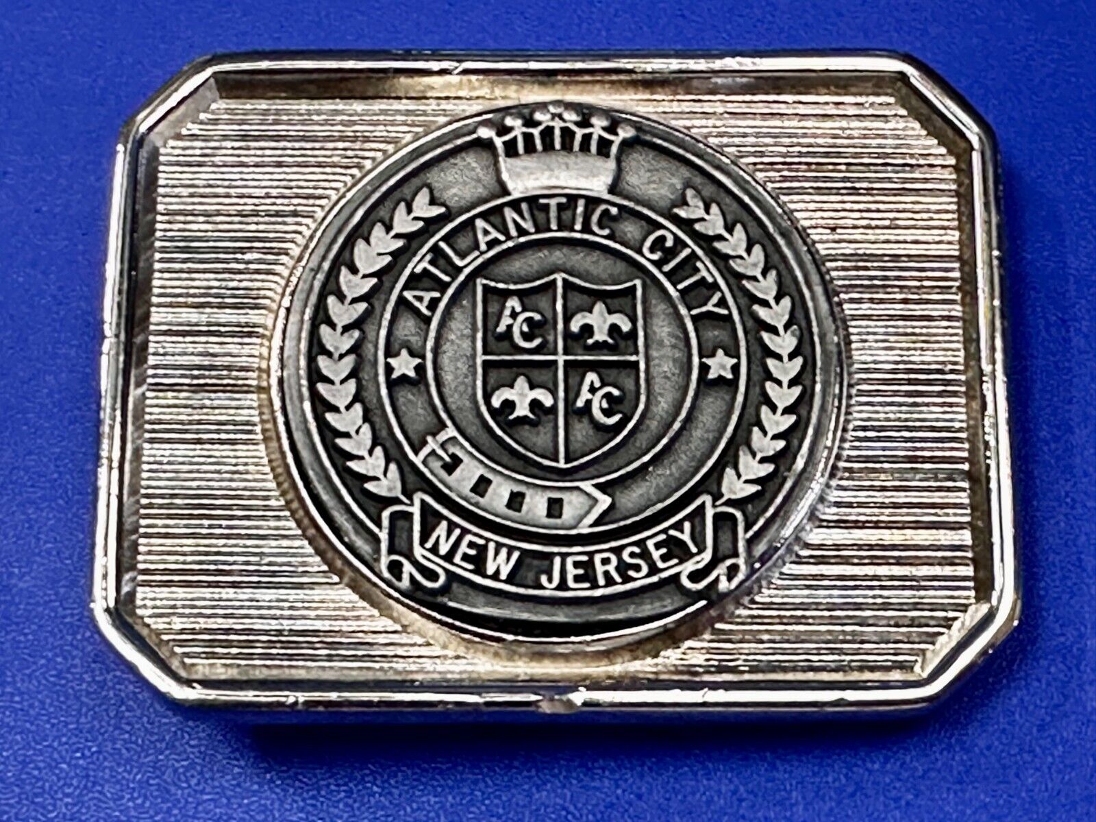Atlantic City New Jersey State Seal Commemorative Belt Buckle Made in Usa