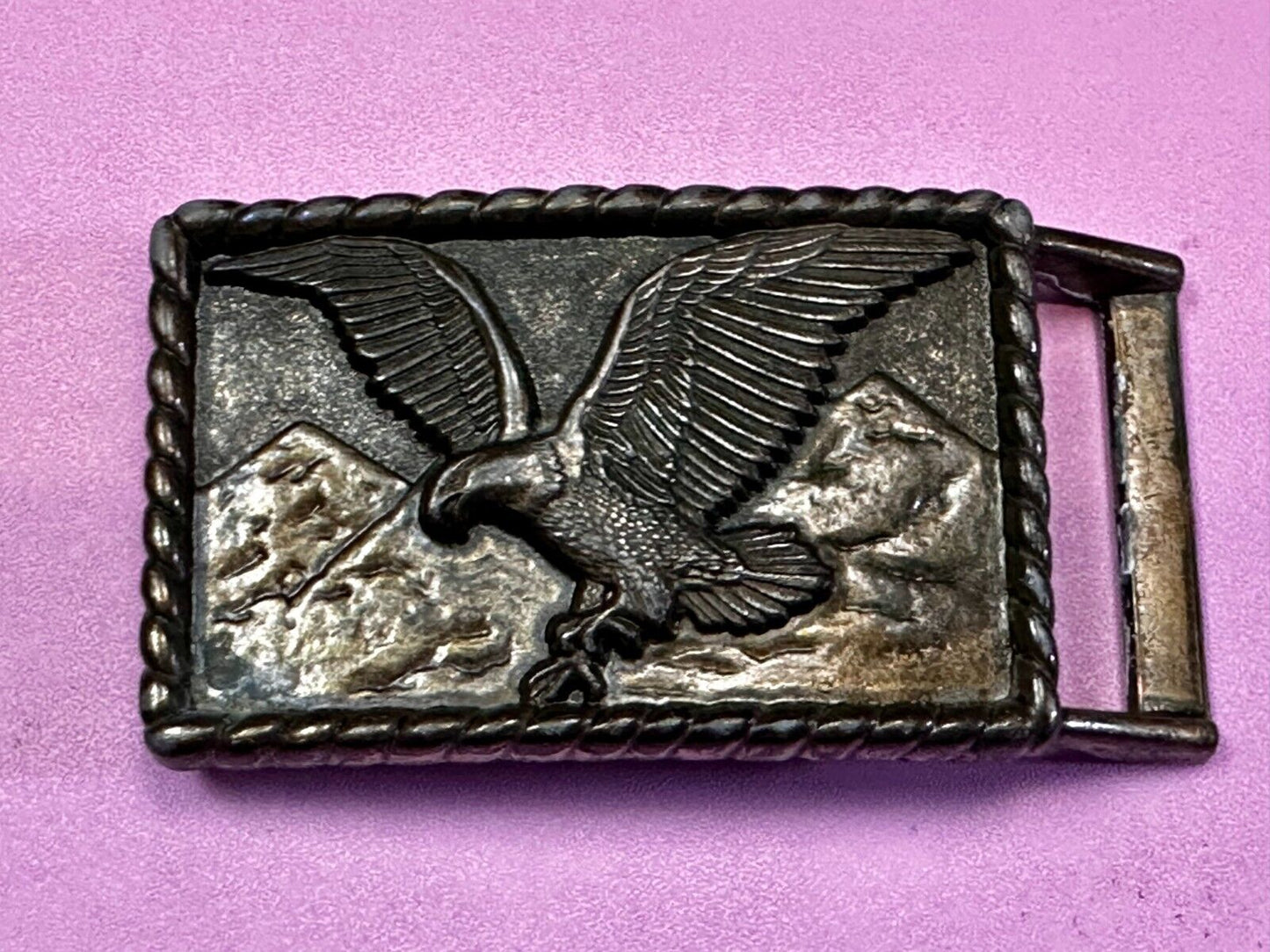 American Bald Eagle flying over majestic USA mountains Vintage Belt Buckle
