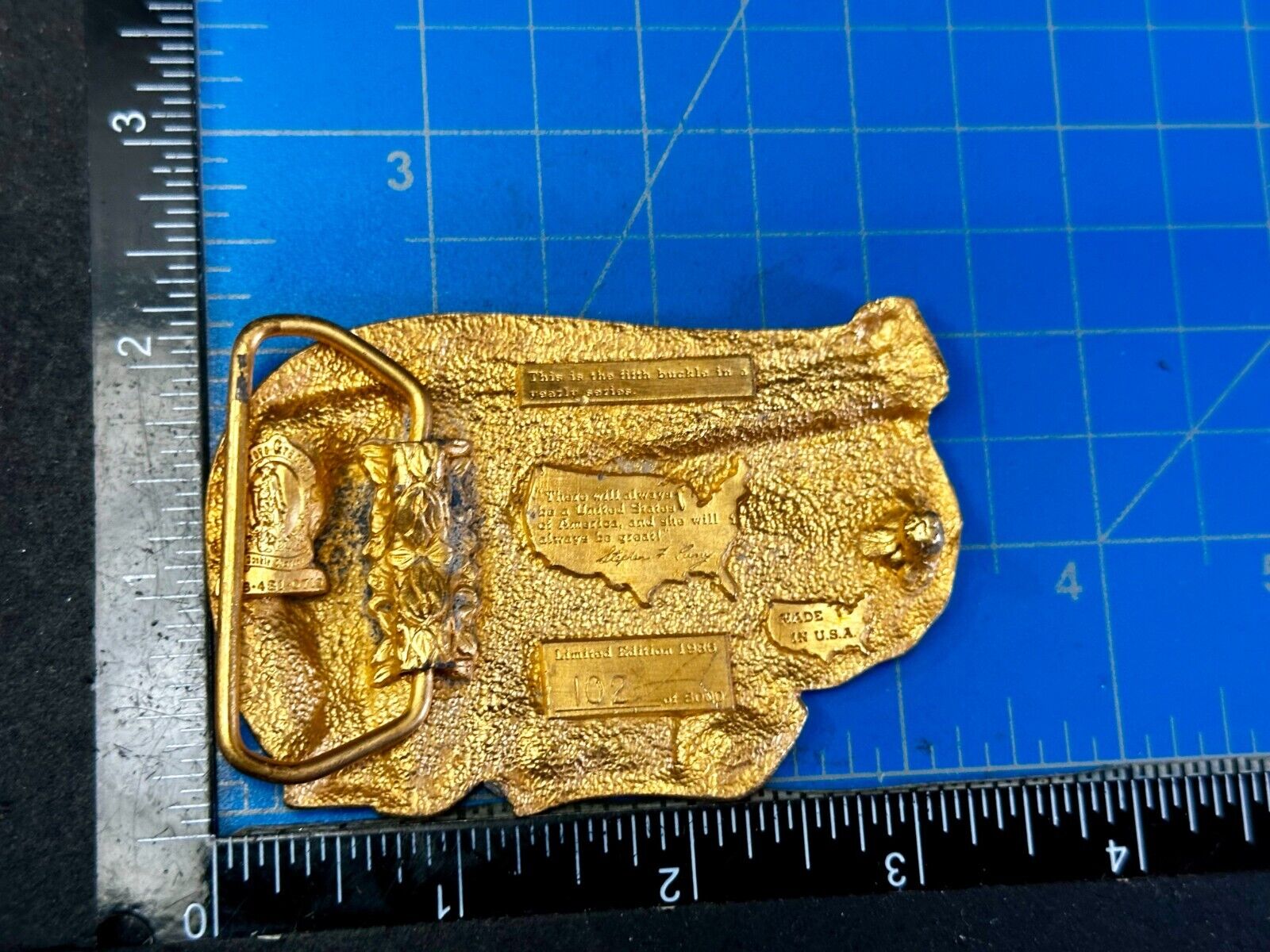 United States of America Liberty States Map Vtg 1986 Commemorative Belt Buckle