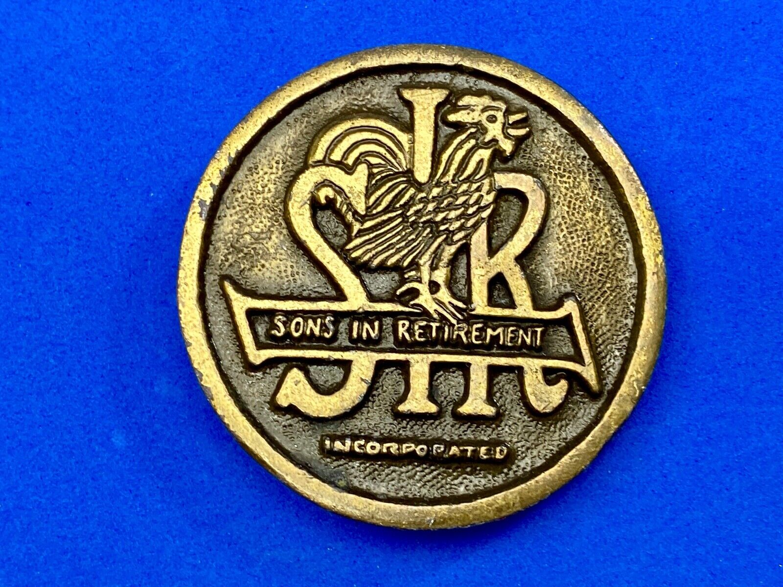 Vintage California SIR - Sons in Retirement round logo belt buckle 