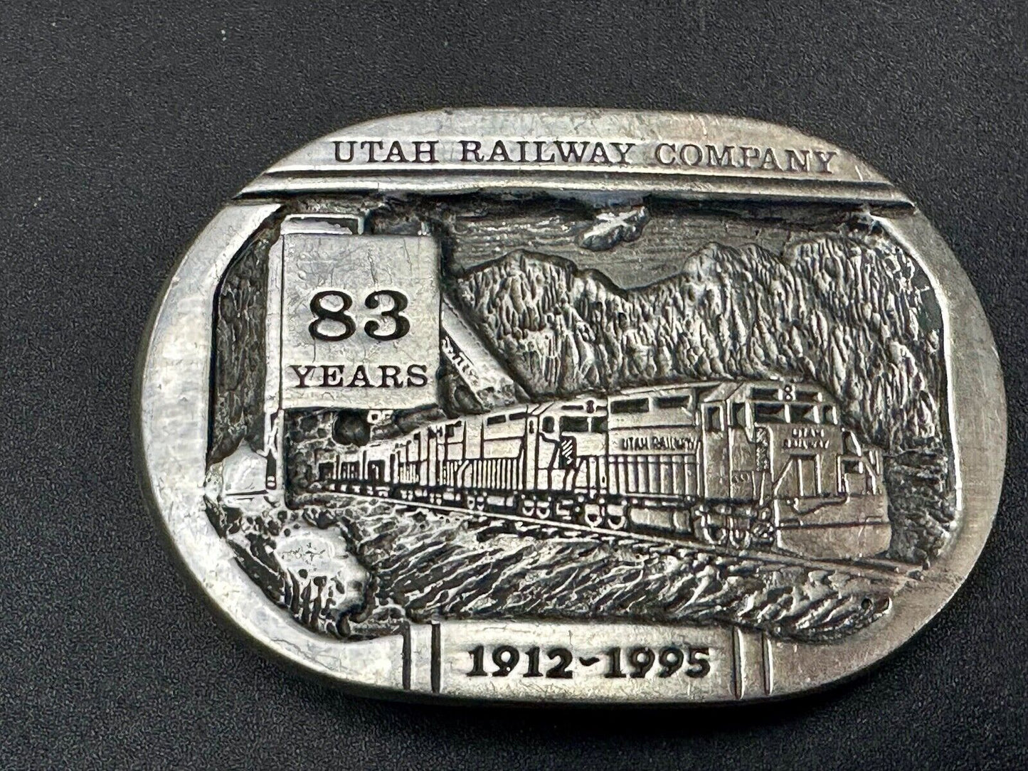 Utah Railway Co Vtg Train Railroad 83 Years - Gary Prazen Sculpture Belt Buckle