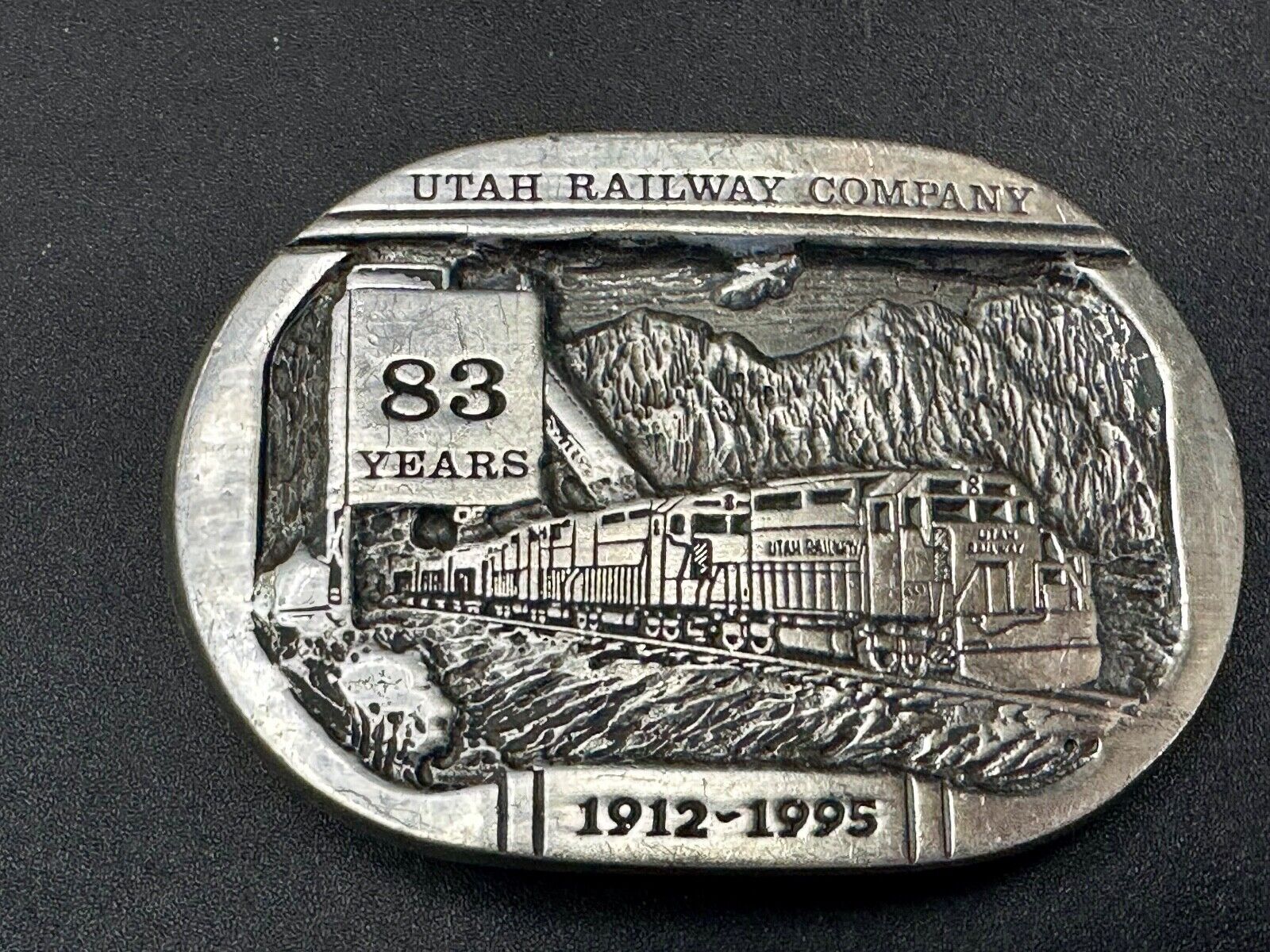 Utah Railway Co Vtg Train Railroad 83 Years - Gary Prazen Sculpture Belt Buckle