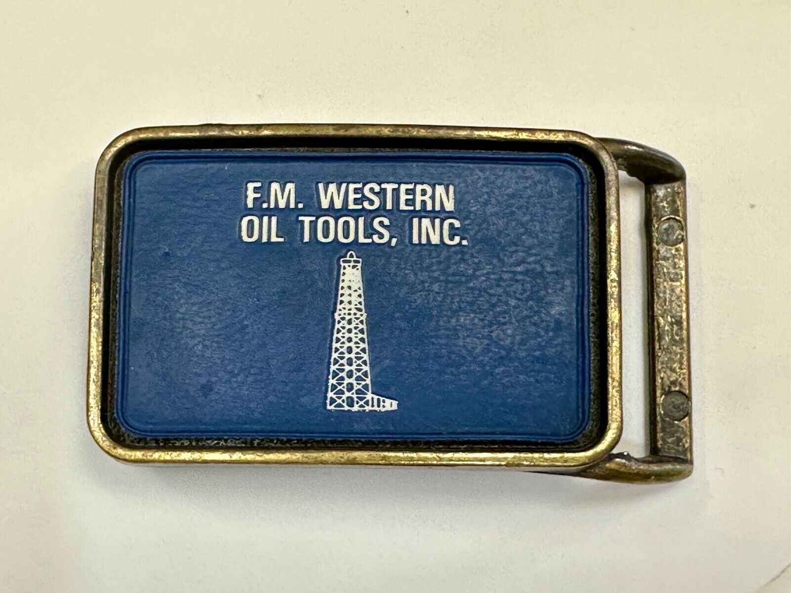 Vintage  FM western oil well tools belt buckle - Mining Refinery Drilling