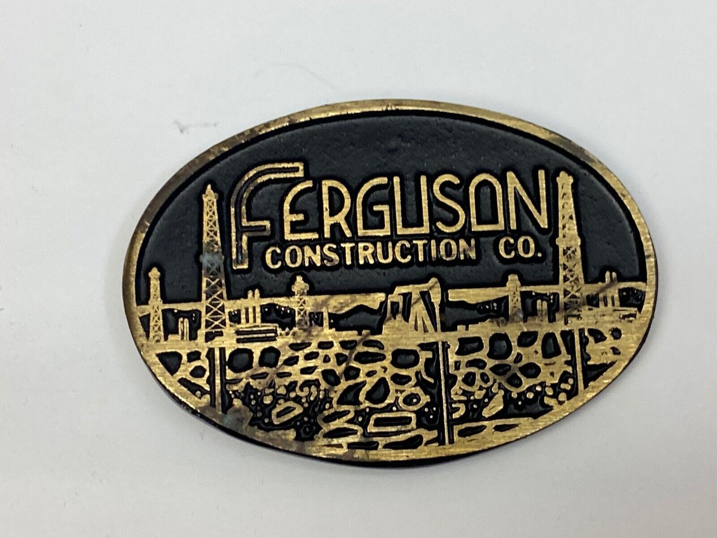 Vintage Ferguson Oil Construction Company Sidney Ohio Dunabuckle Belt Buckle 