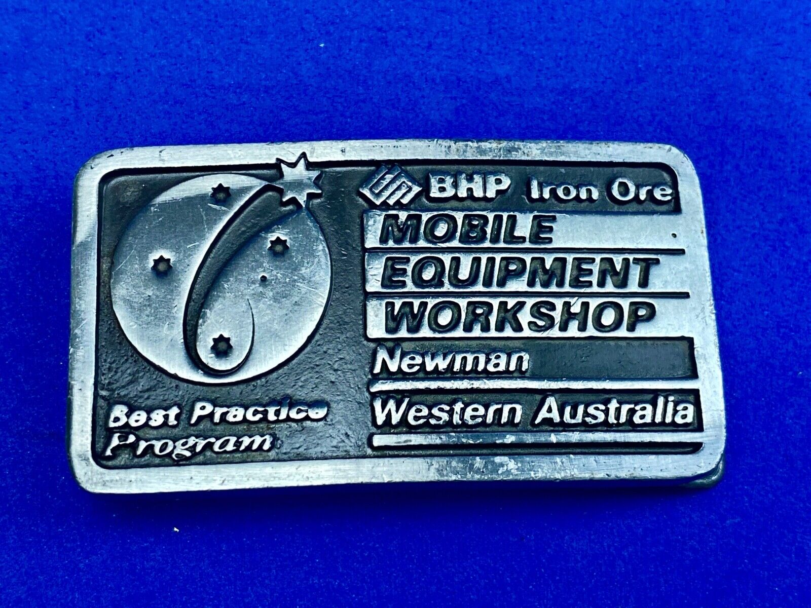 BHP Iron Ore  Mobile Equipment Workshop  Newman, Western Australia belt buckle 