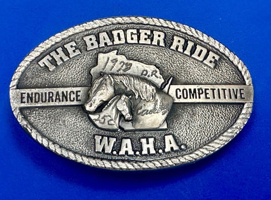 The Badger Ride WAHA  Endurance Completive WI Arabian Horse Assn 77 belt buckle