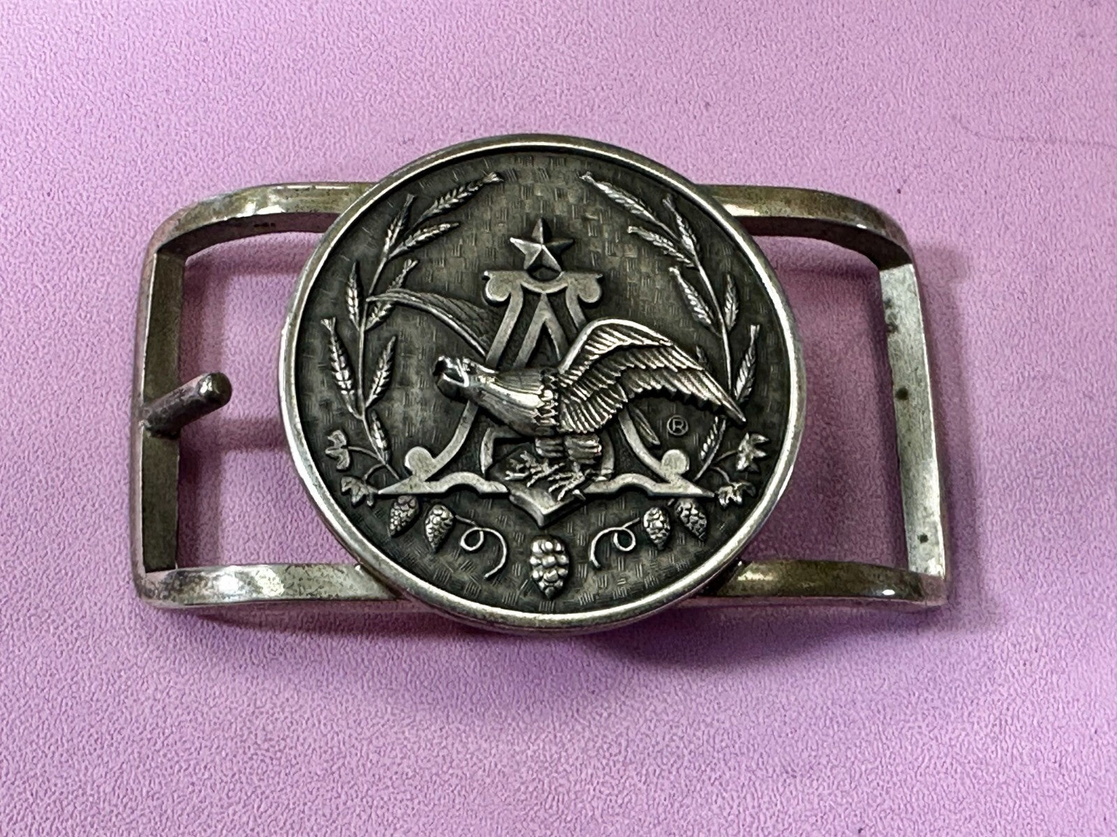 Anheuser Busch Sterling Silver Beer Brewing Co Eagle Belt Buckle 