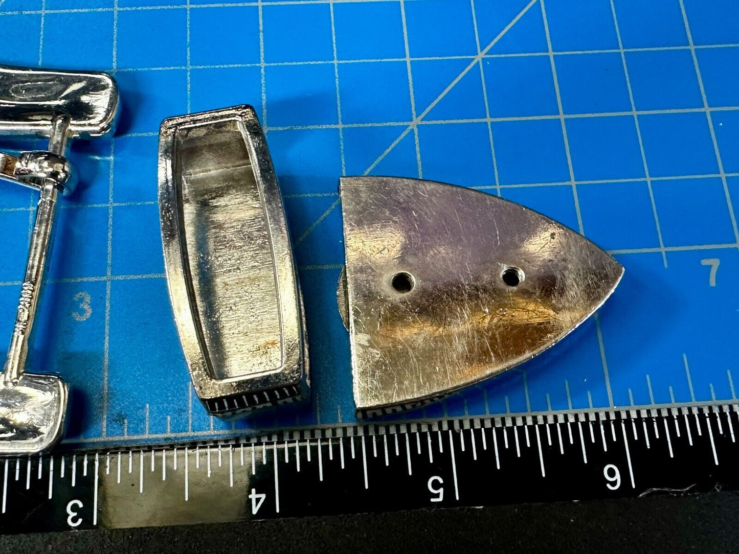 Three Piece Ranger Style Replacement Dress Belt Buckle - Missing Rhinestone