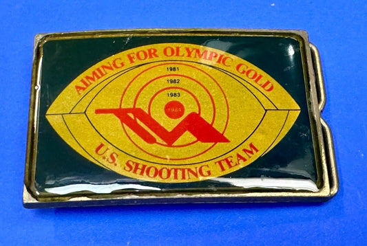 Aiming for Olympic Gold US shooting team 1984 belt buckle