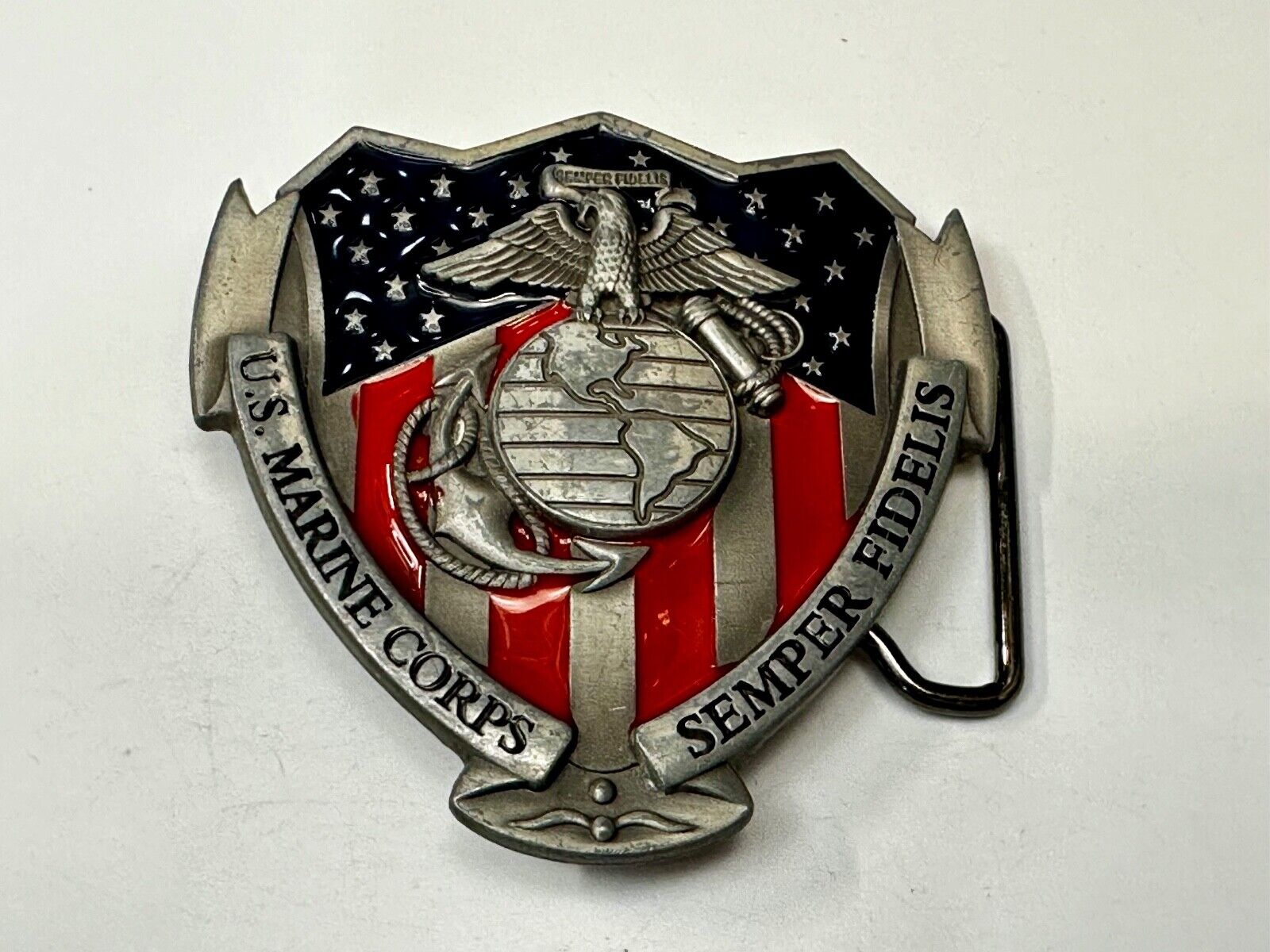 USMC Marines Semper Fidelis Cutout Patriotic Military Service Usa Belt Buckle