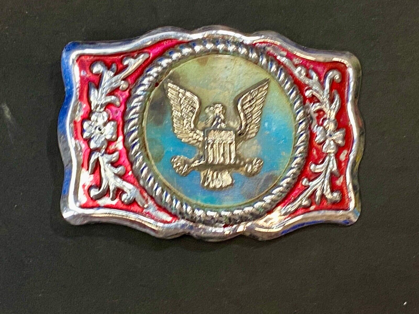 United States of America Eagle Scroll Seal belt buckle  - Artisan makers mark! 