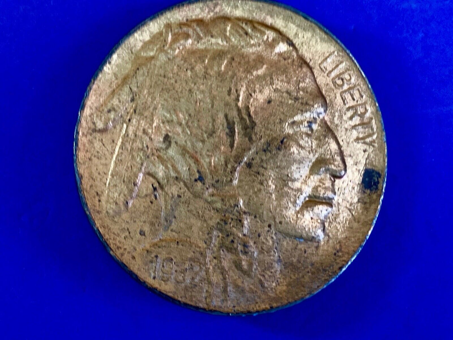 1976  Large Indian Head Penny Belt Buckle - Buffalo - Coin - Cent - Feather