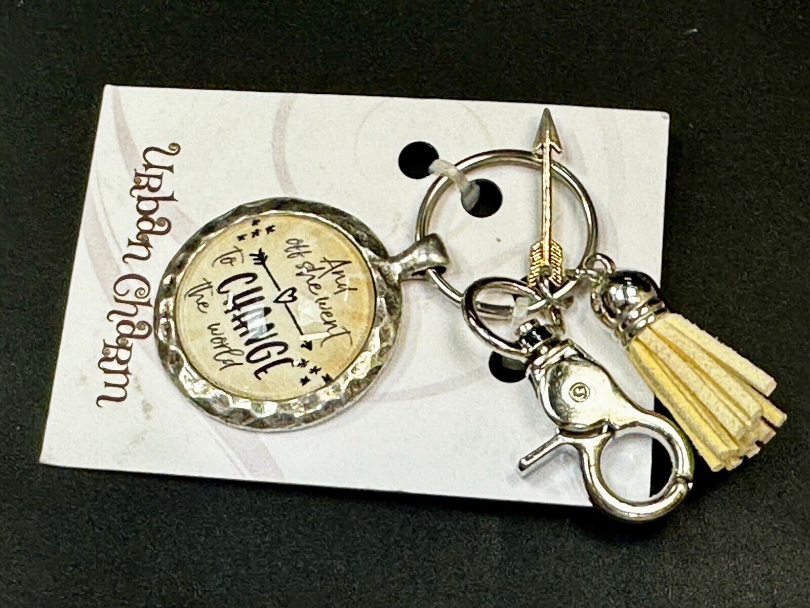And Off She Went To Change The World Keychain, Key Ring by Urban Charm