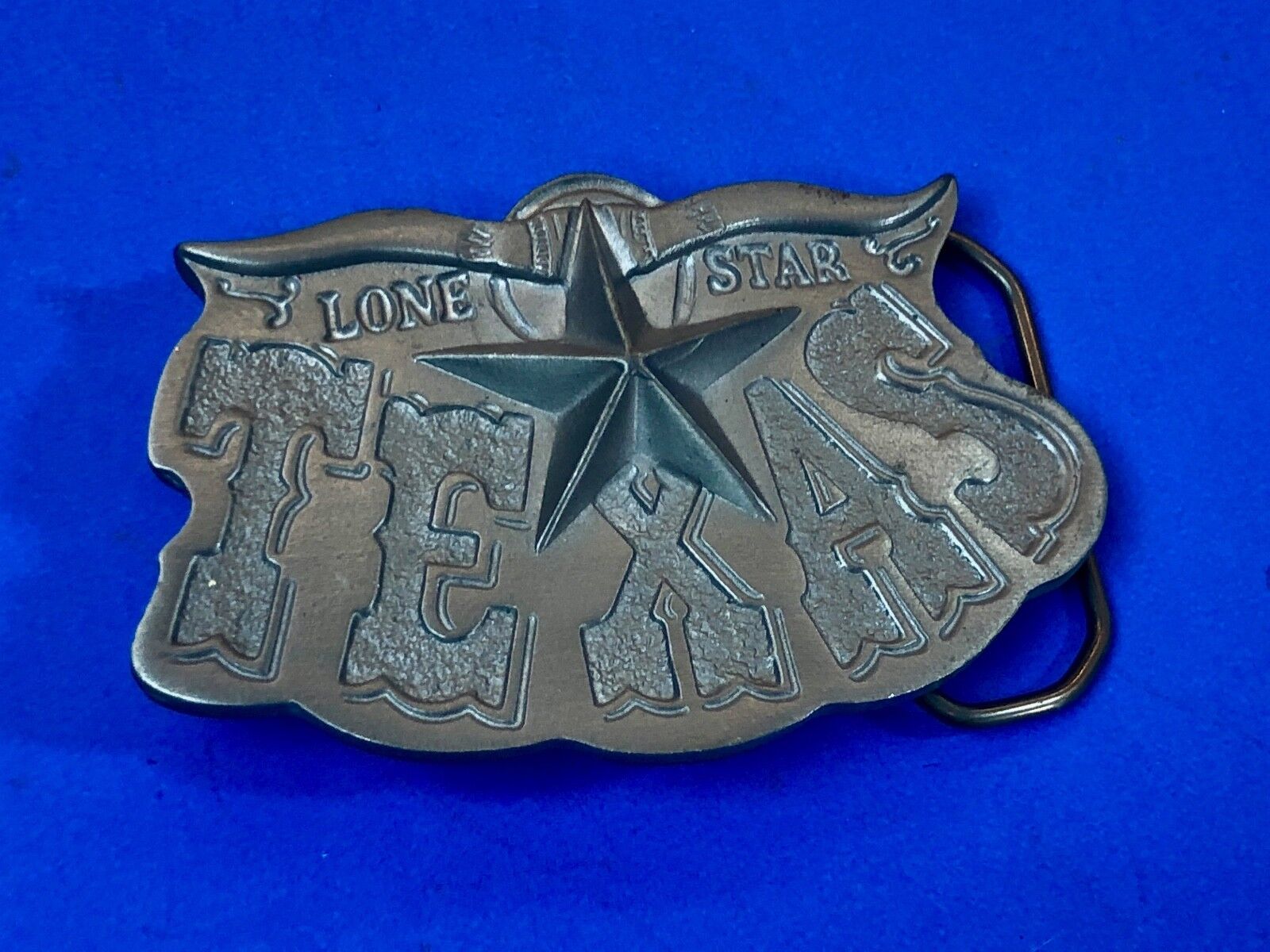 Vintage Great American Buckle Co Tx Texas Lone Star State - Long Horn Cowboy 