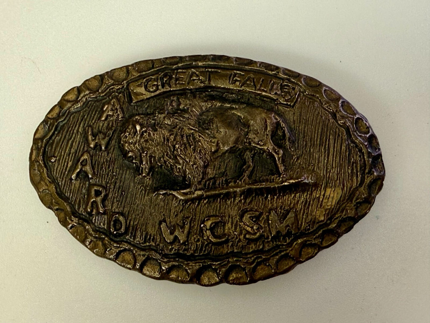 American Buffalo Bison Great Falls Award WCSM Brass Tone Hunters Belt Buckle