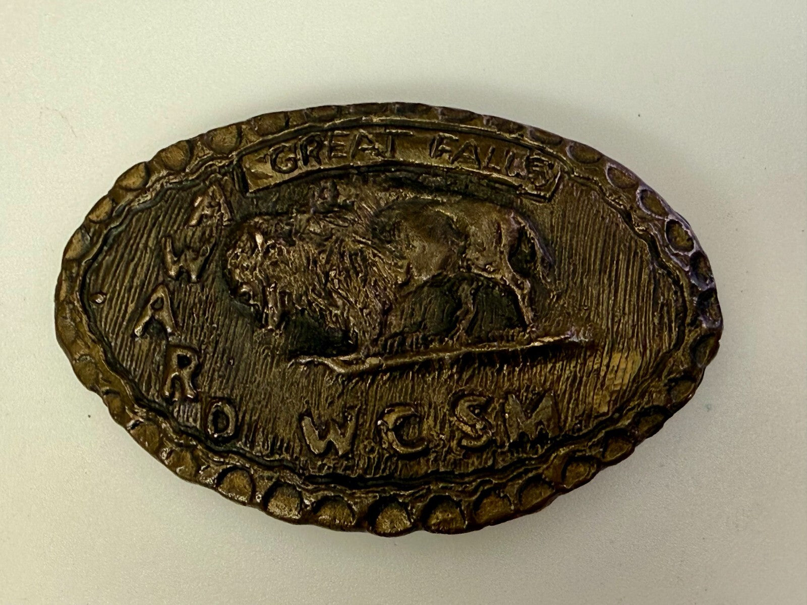 American Buffalo Bison Great Falls Award WCSM Brass Tone Hunters Belt Buckle