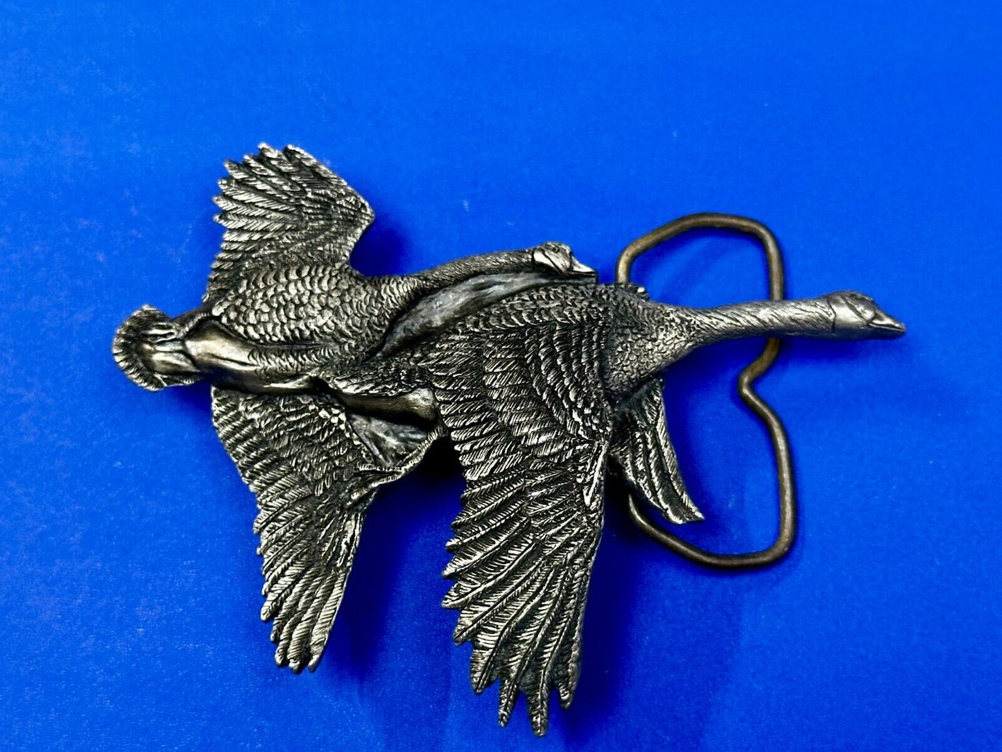Two Flying Ducks Vintage 1970 Vinegarroon Foundries Cutout Pewter Belt Buckle