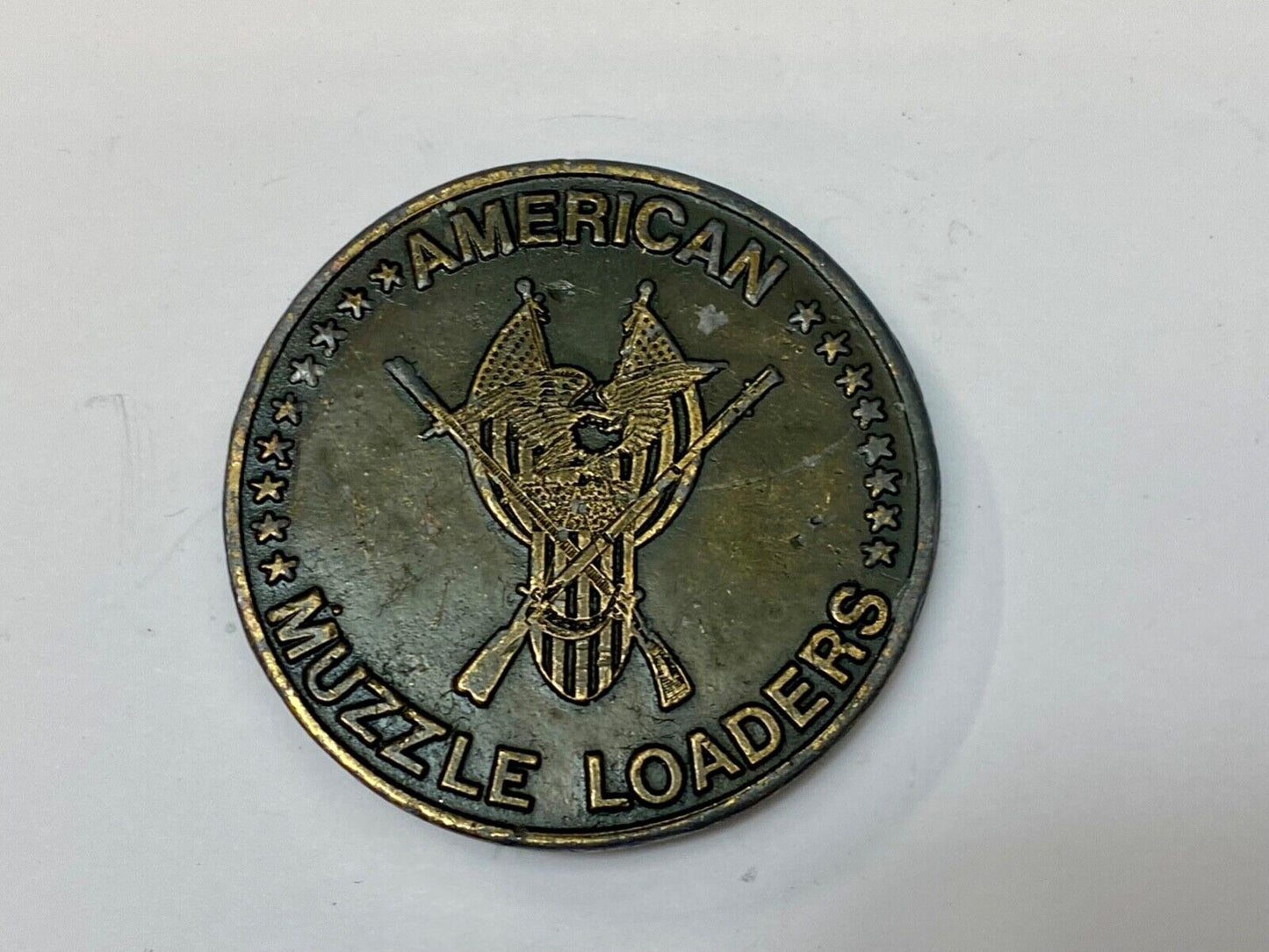 American Muzzle Loaders Vintage Tiffany Studio NY belt buckle Protect Gun Rights